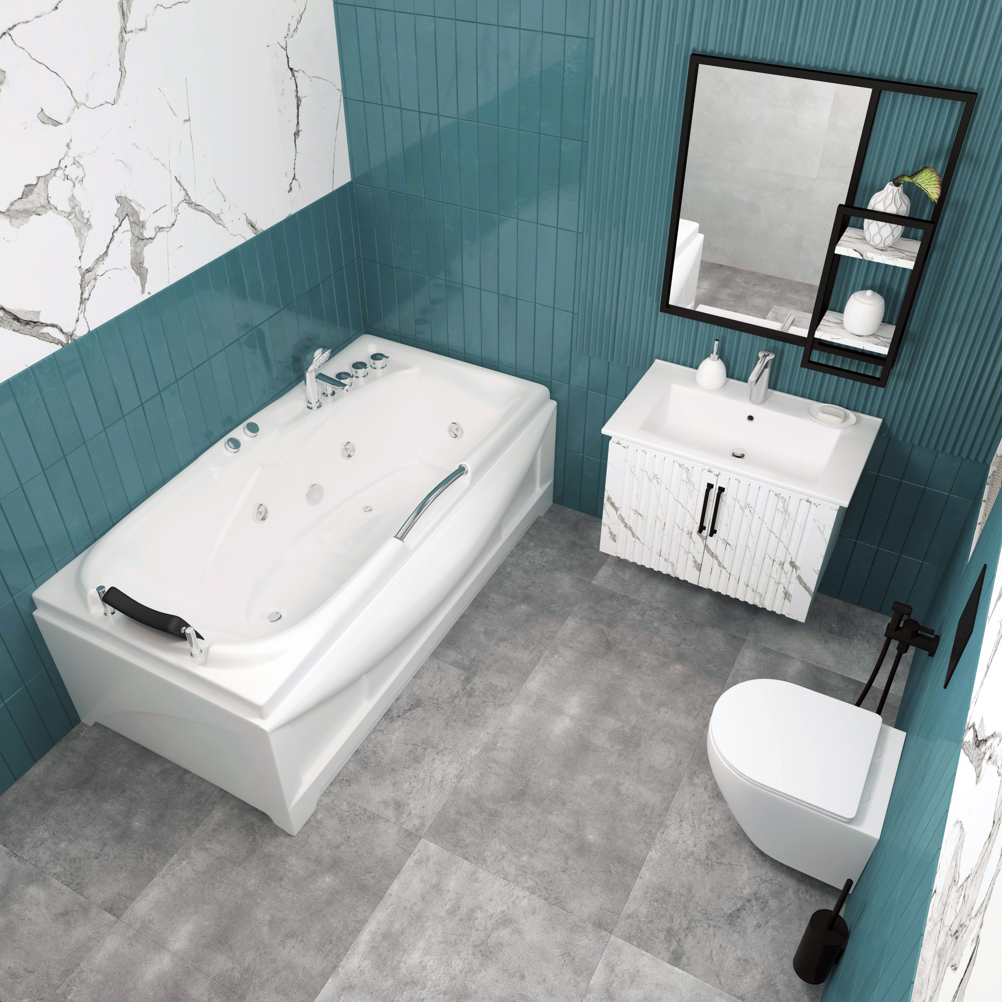 Ванна ГМ 1700*850*630 с насосом OLB-801 с переливом