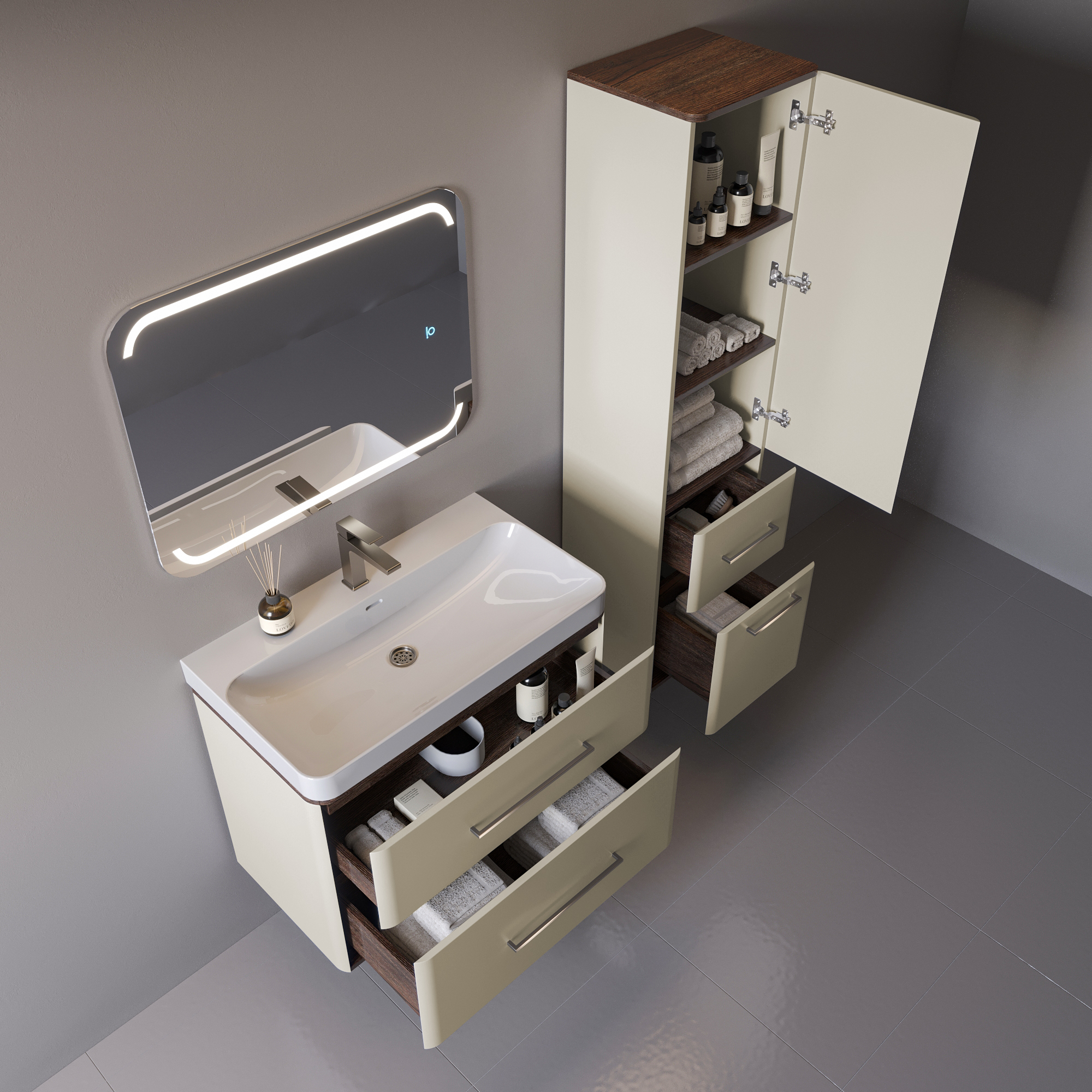 80 Подвесная тумба "Перл 80" кашемир (ум. Мирра 80)