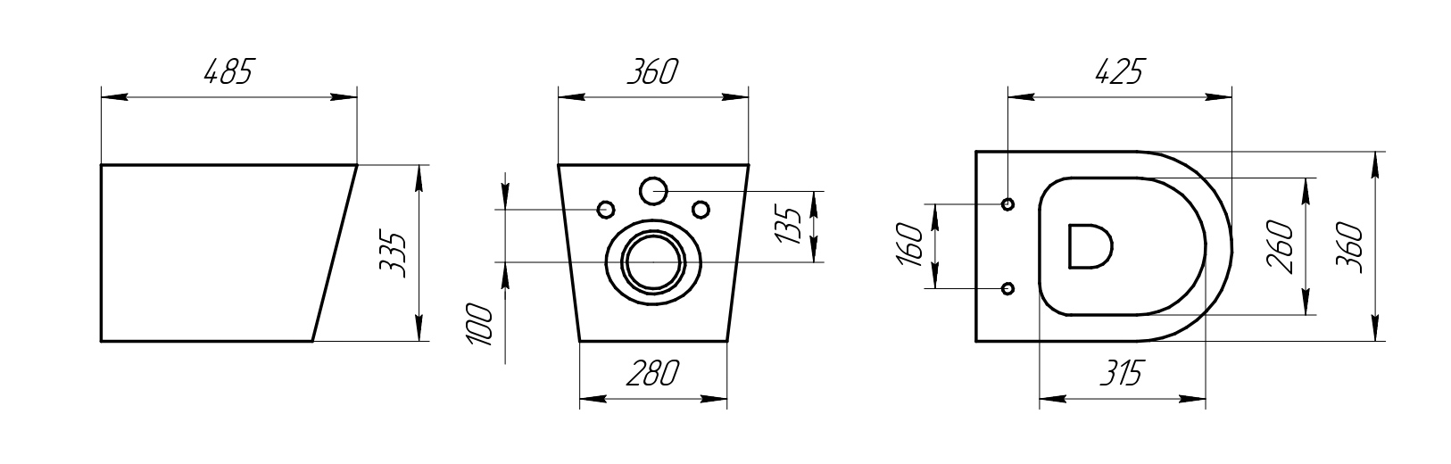 Унитаз подвесной K504 безободковый, сиденье тонкое ДП, крепления