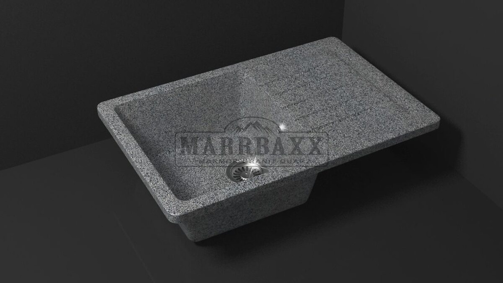 Мойка композит. MARRBAXX КК прямоуг. средняя с крылом,16/Q8,740x490x210,темно-серый, без сифона
