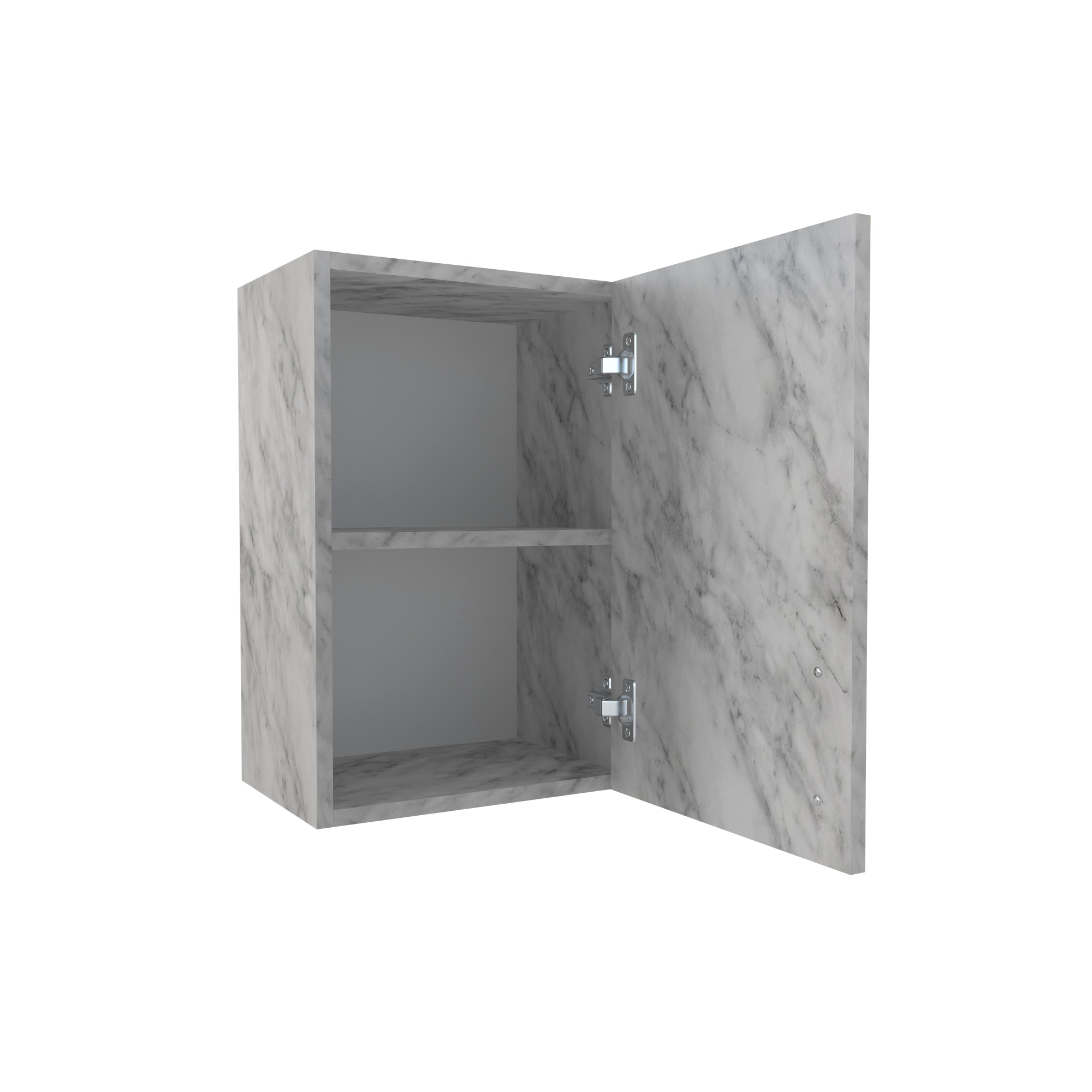 400 Шкаф навесной для посуды с полкой - белый мрамор