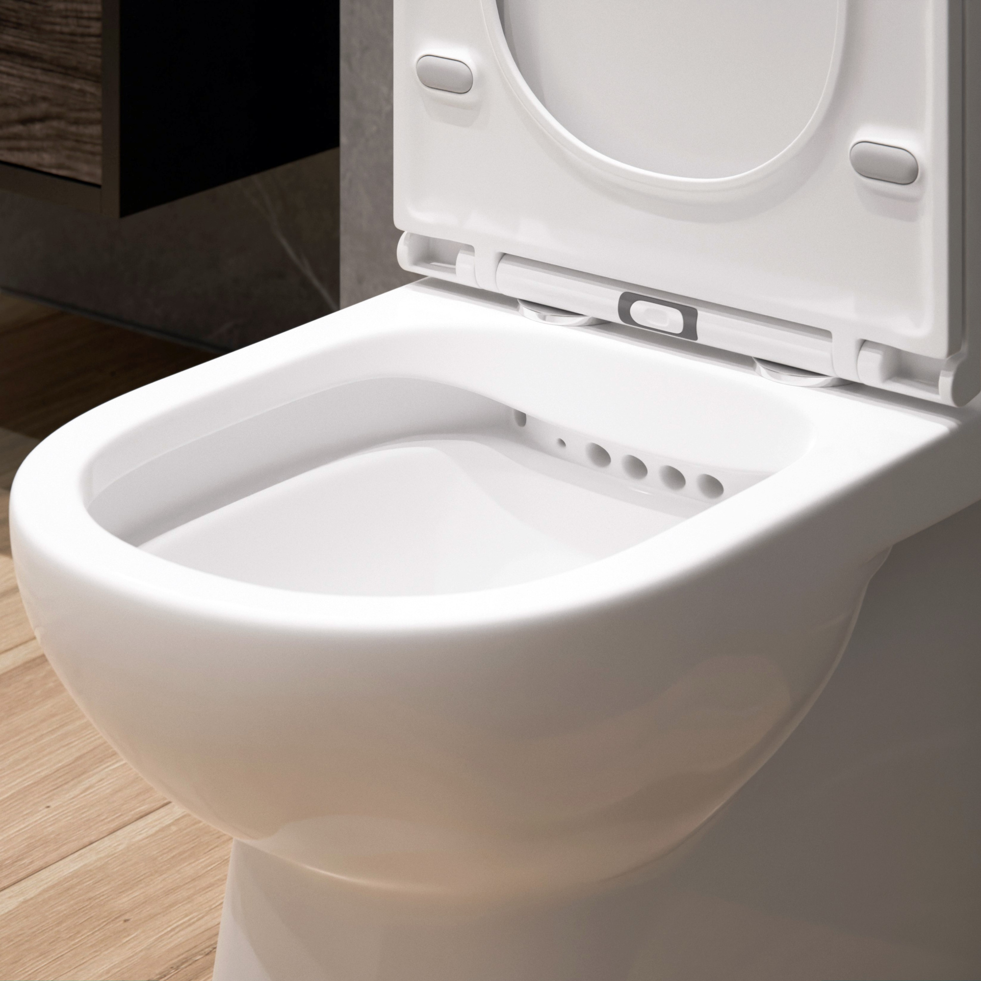 A8060 Унитаз-компакт, безободковый, сиденье тонкое ДП, удлин. патрубок, крепления, арматура, гориз. выпуск