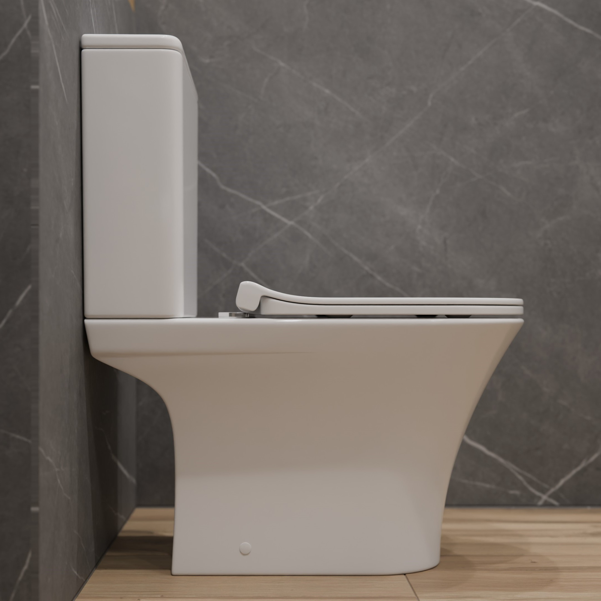 T2334 Унитаз-компакт, безободковый круговой смыв, сиденье тонкое ДП, крепления, арматура, горизонтальный выпуск