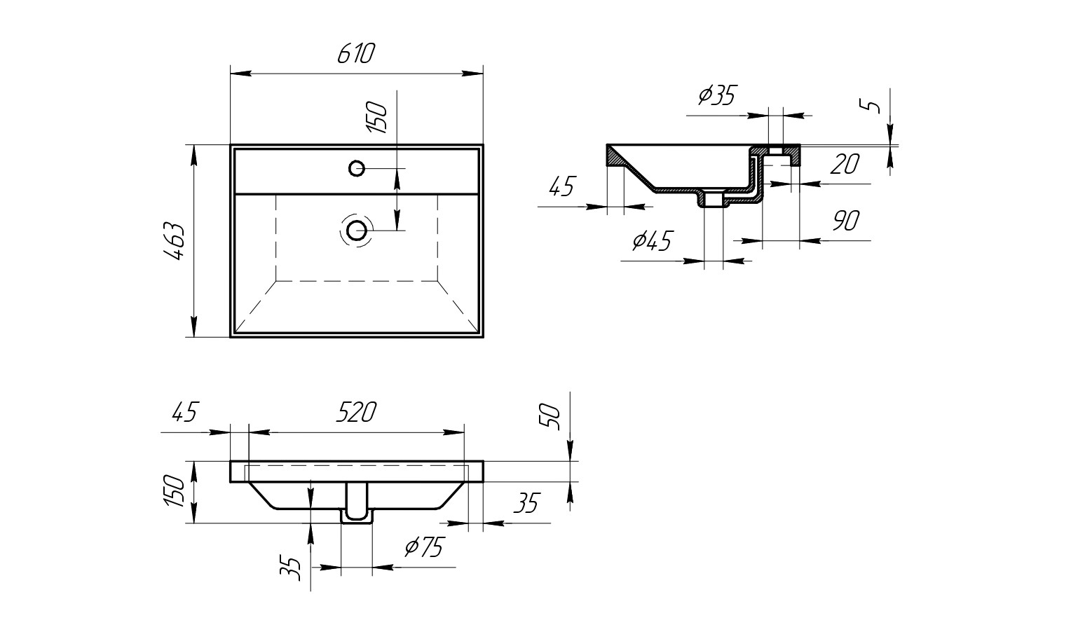 60 Умывальник Line 600