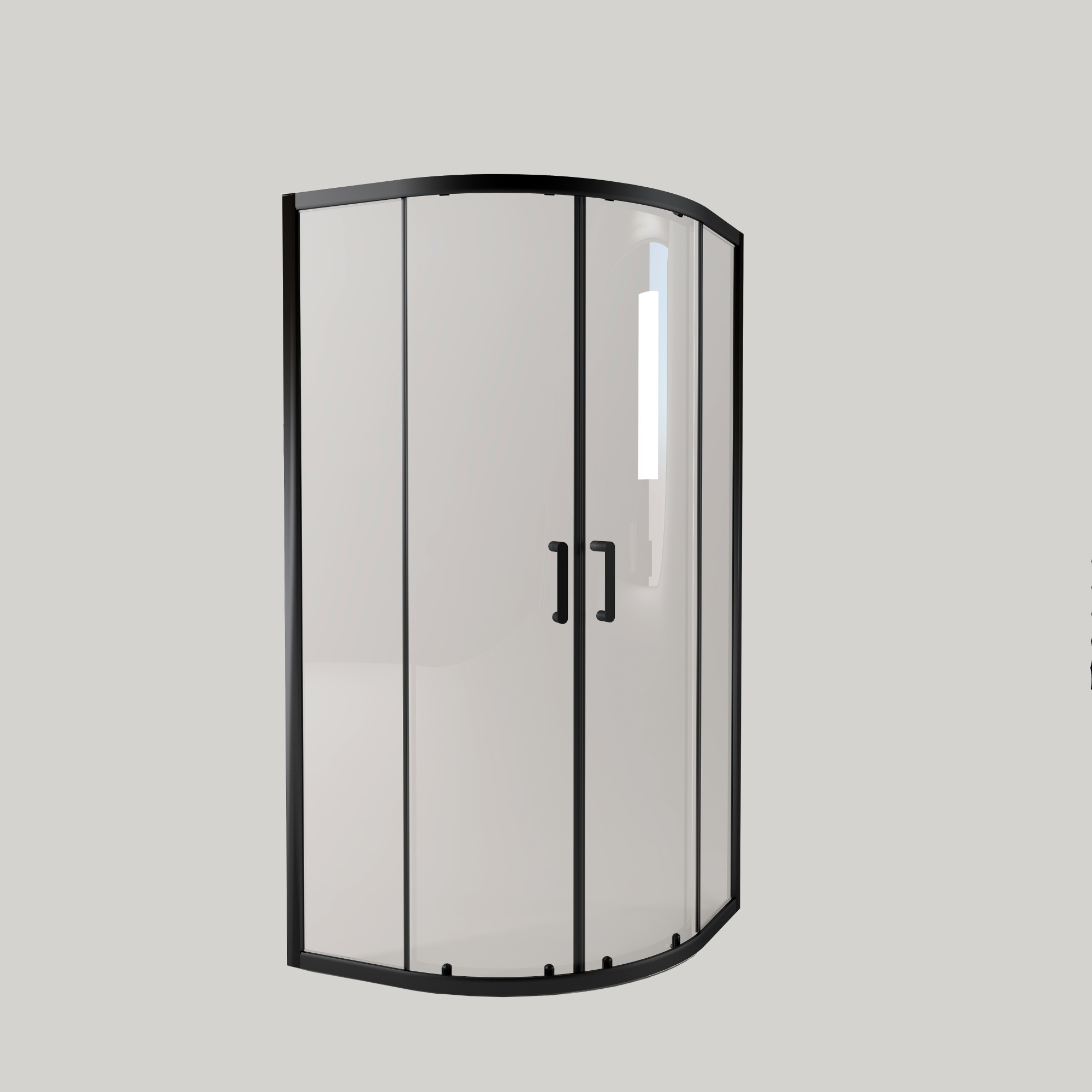 EG4B Душевое ограждение полукруг EvaGold 100х100,профиль черный матовый,прозрачное стекло