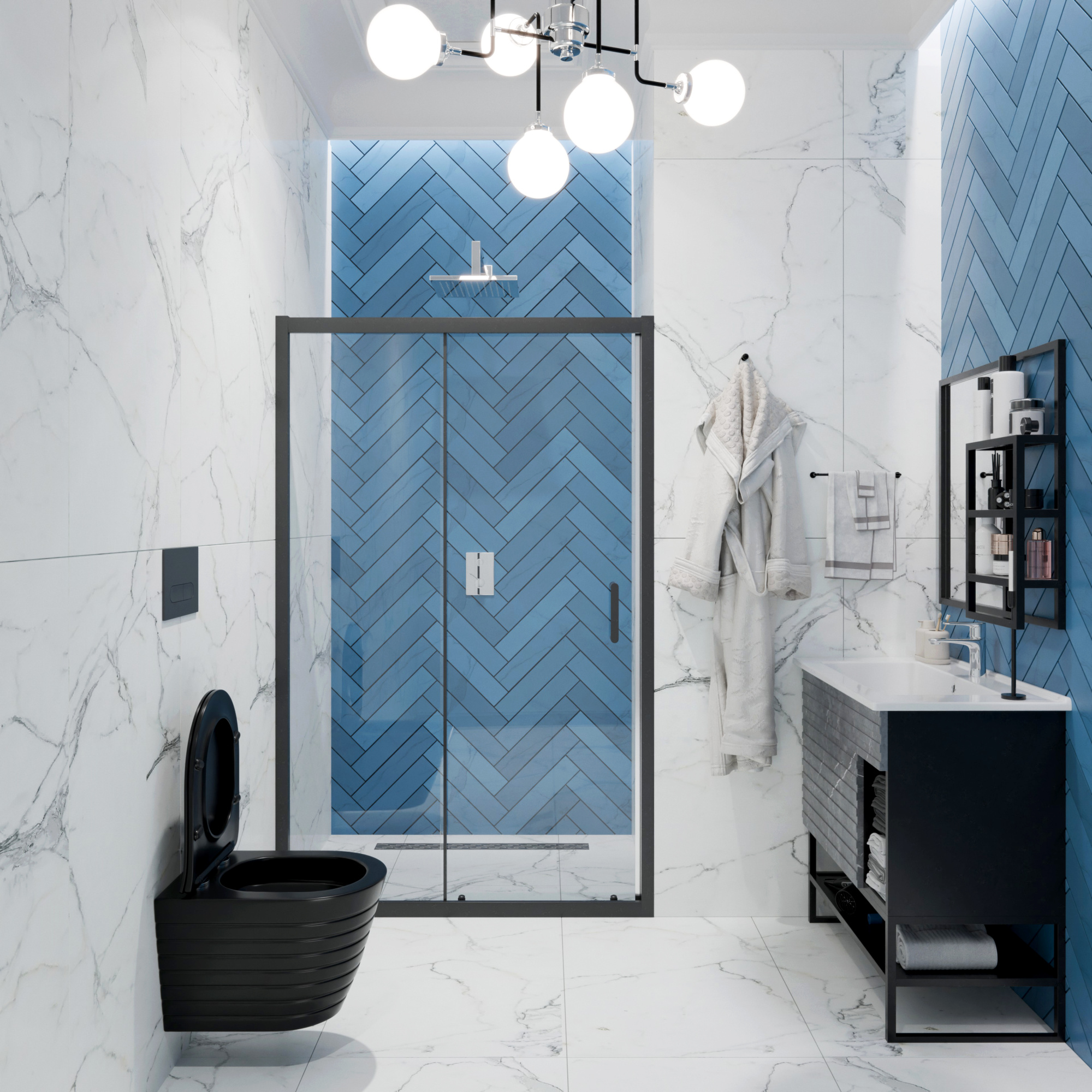 Унитаз подвесной K703BM черный матовый безободковый, сиденье тонкое ДП, крепления