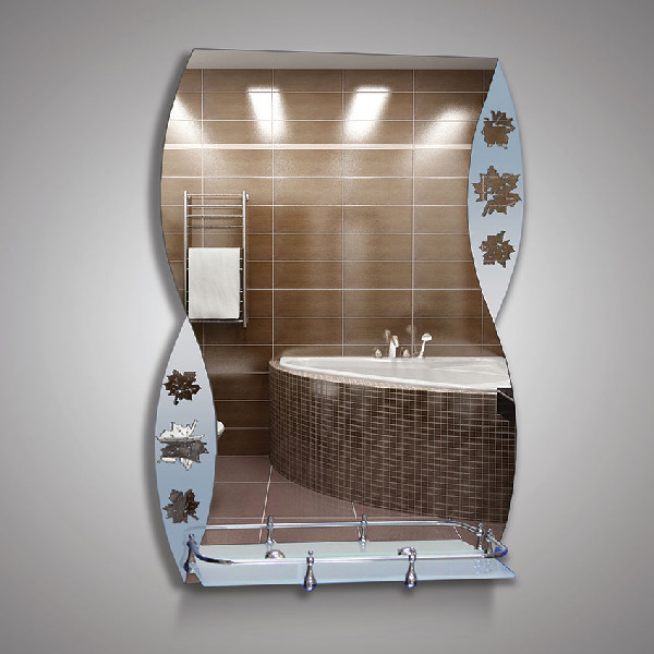 46159в Eva Gold Зеркало с полкой, с мат. вставками (лист),  67*48