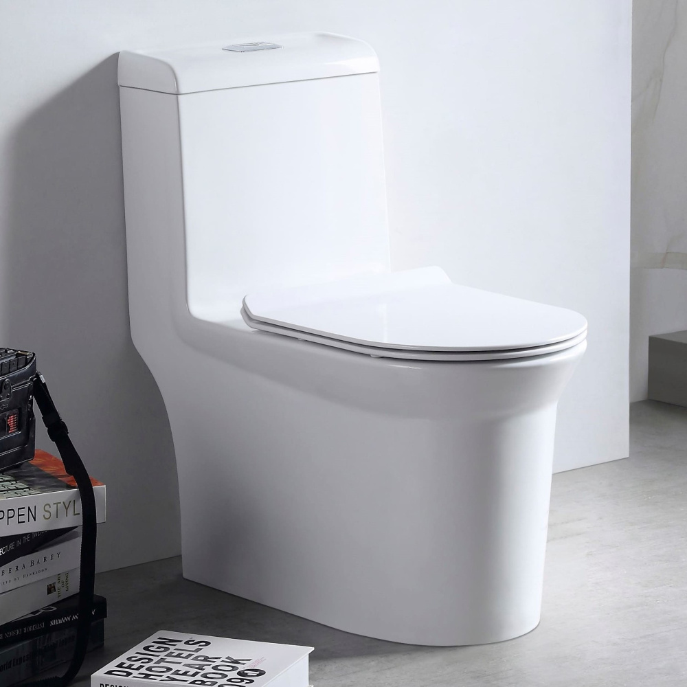 Унитаз-моноблок SM9610R безободковый, сиденье тонкое ДП, арматура (с гофрой и подводкой)