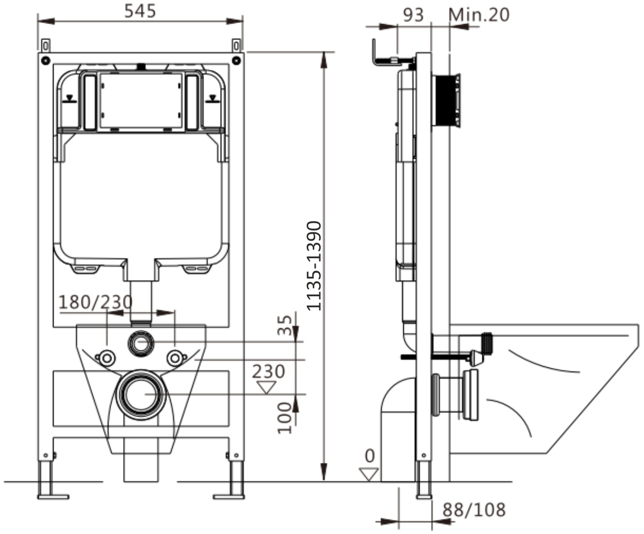 Инсталляция с сенсорным управлением EvaGold 500S для подвесного унитаза