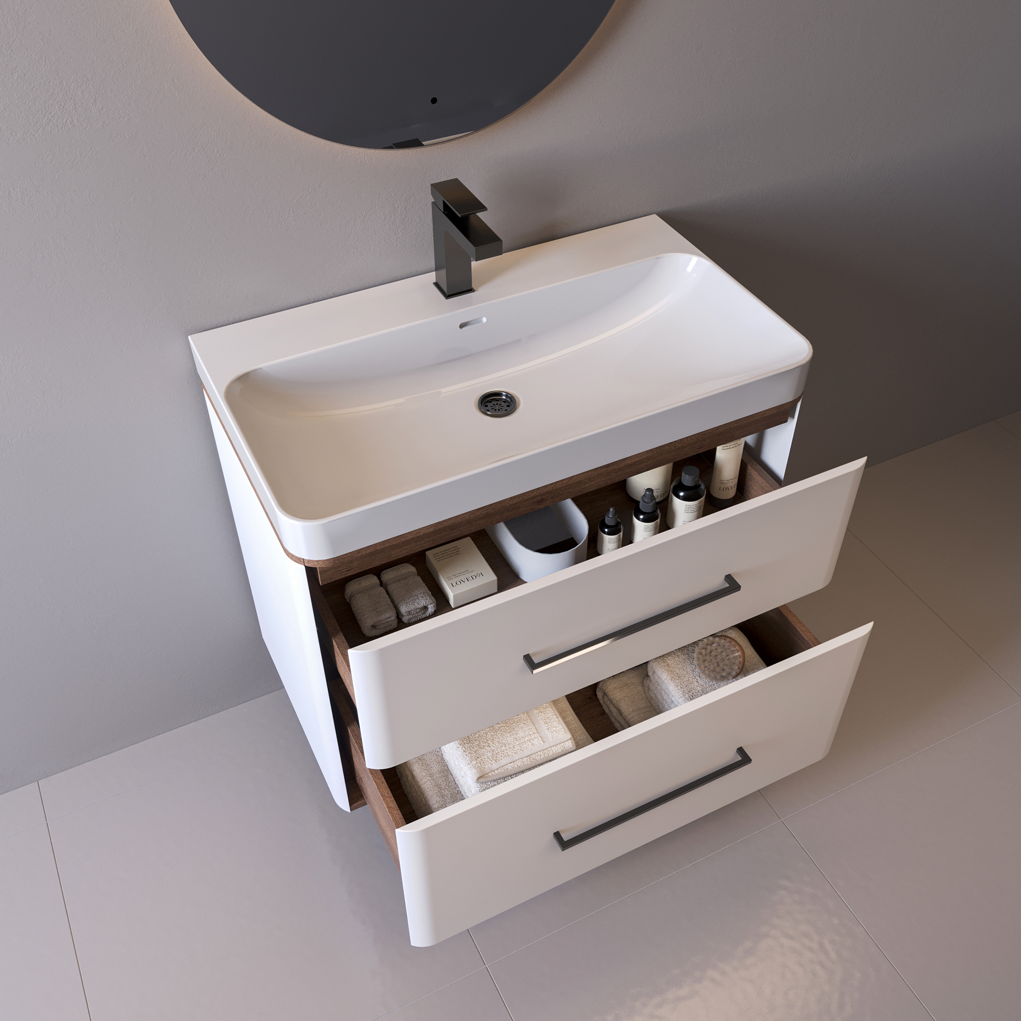 80 Подвесная тумба "Перл 80" белый (ум. Мирра 80)