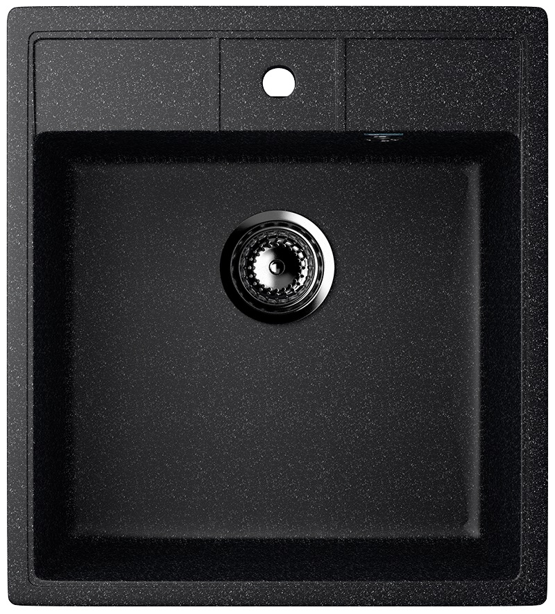 Мойка композит.Ulgran U-406 КВАДРАТНАЯ 308 черный 450*500*210  с сифоном
