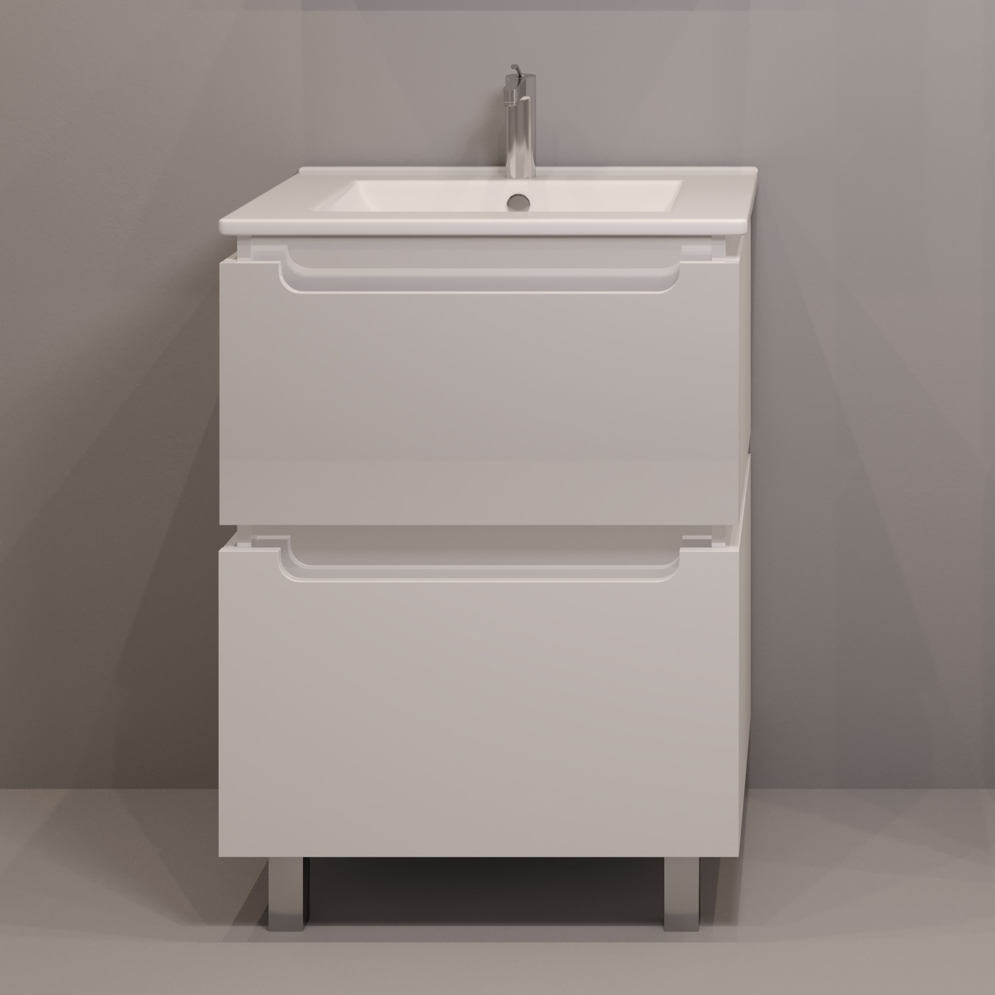 60 Тумба "Веста 60" (ум. COMO 60), цвет белый глянец, Pur-клей