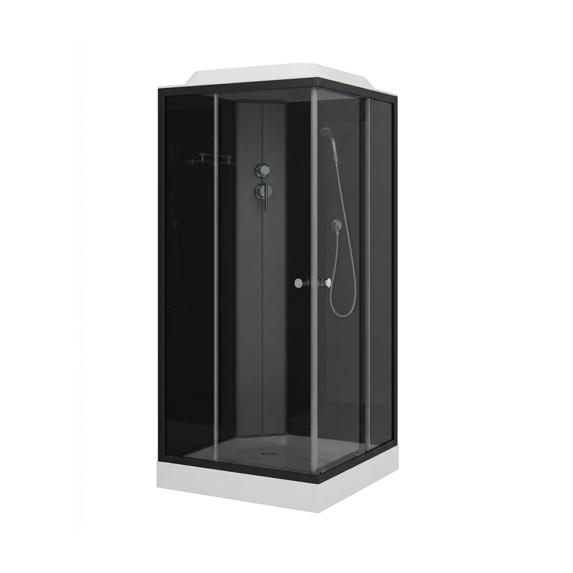 ДК EvaGold квадрат T901BB-Q (90*90, низ.под., тонир. стек., черн. стен., черный матовый проф. 4к.)