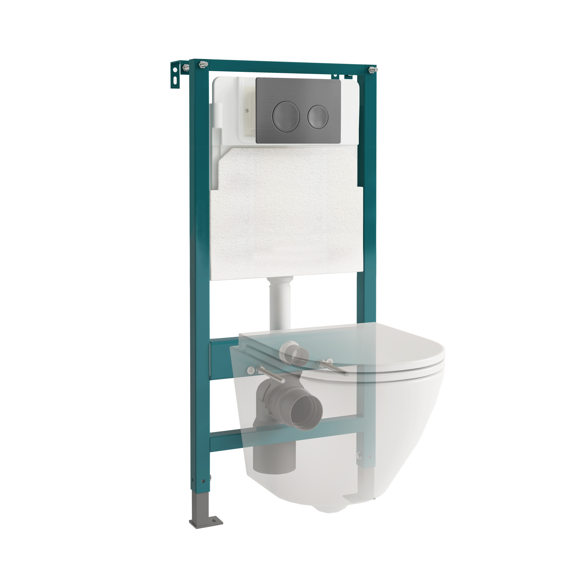 Кнопка смыва пневматическая EvaGold 03P, пластик круг оружейн.сталь для инсталляции EvaGold 500P с пневматич.управлением