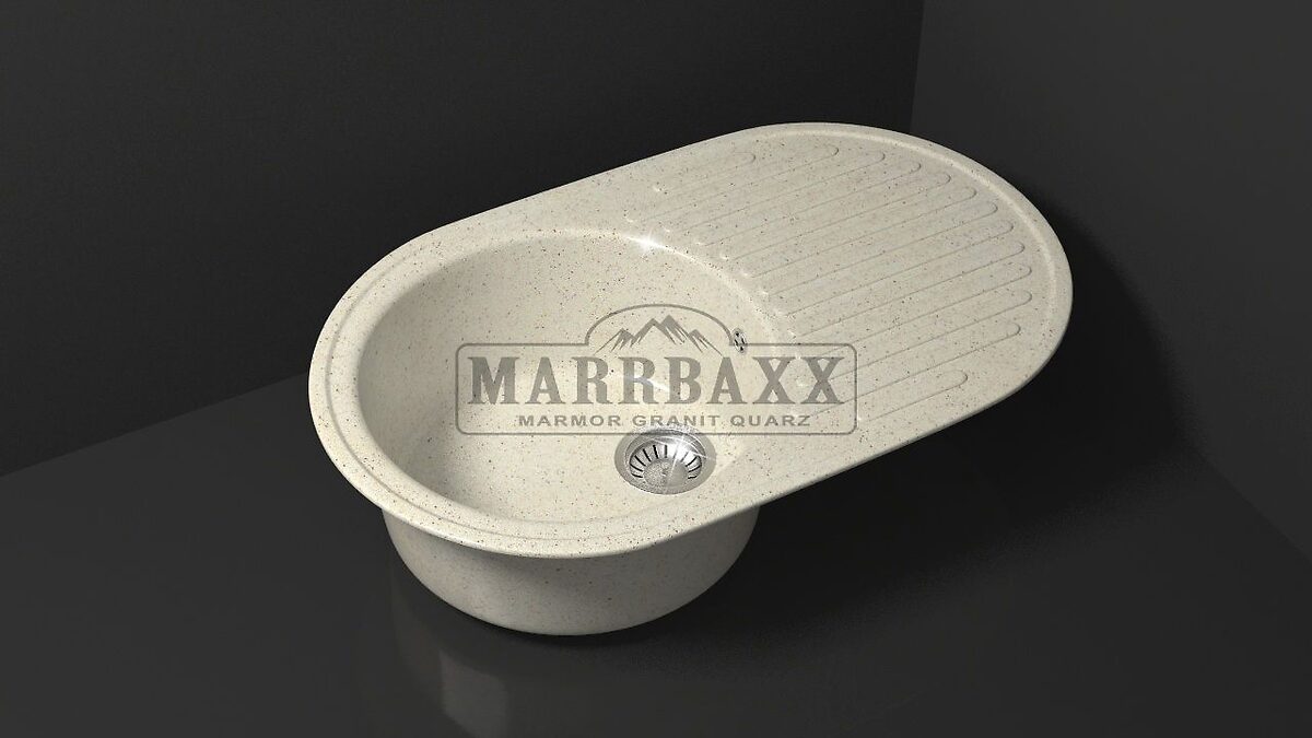 Мойка композит. MARRB.НАОМИ Z11Q2 овал,бежевая,725x455x185 без сифона