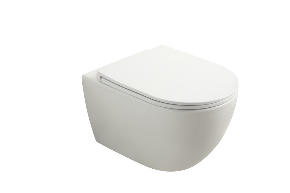 Унитаз подвесной EG104T с круговым смывом безободковый, сиденье тонкое ДП, крепления