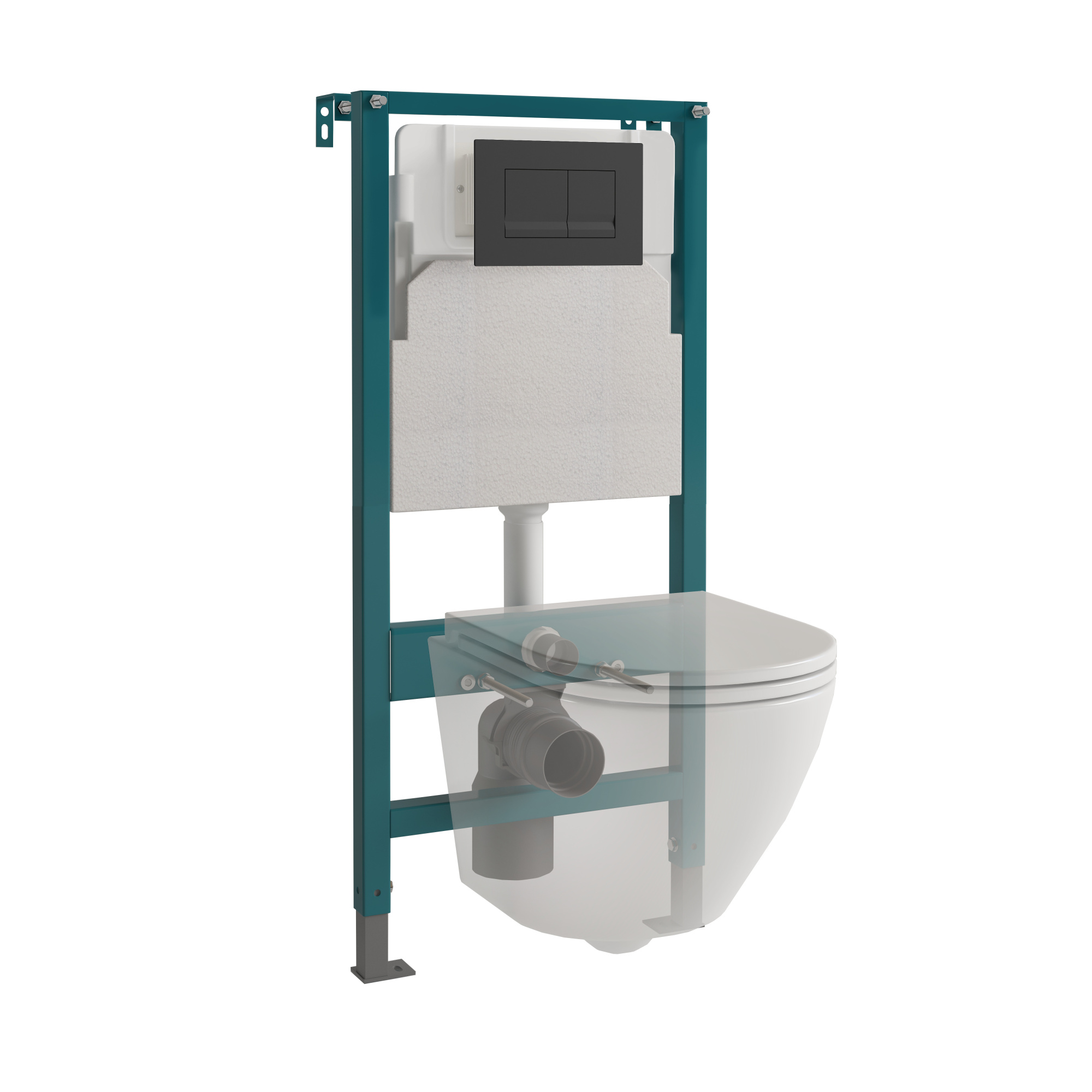 Кнопка смыва EvaGold 01, пластик квадрат черный матовый для инсталляции EvaGold 400 и EvaGold 500