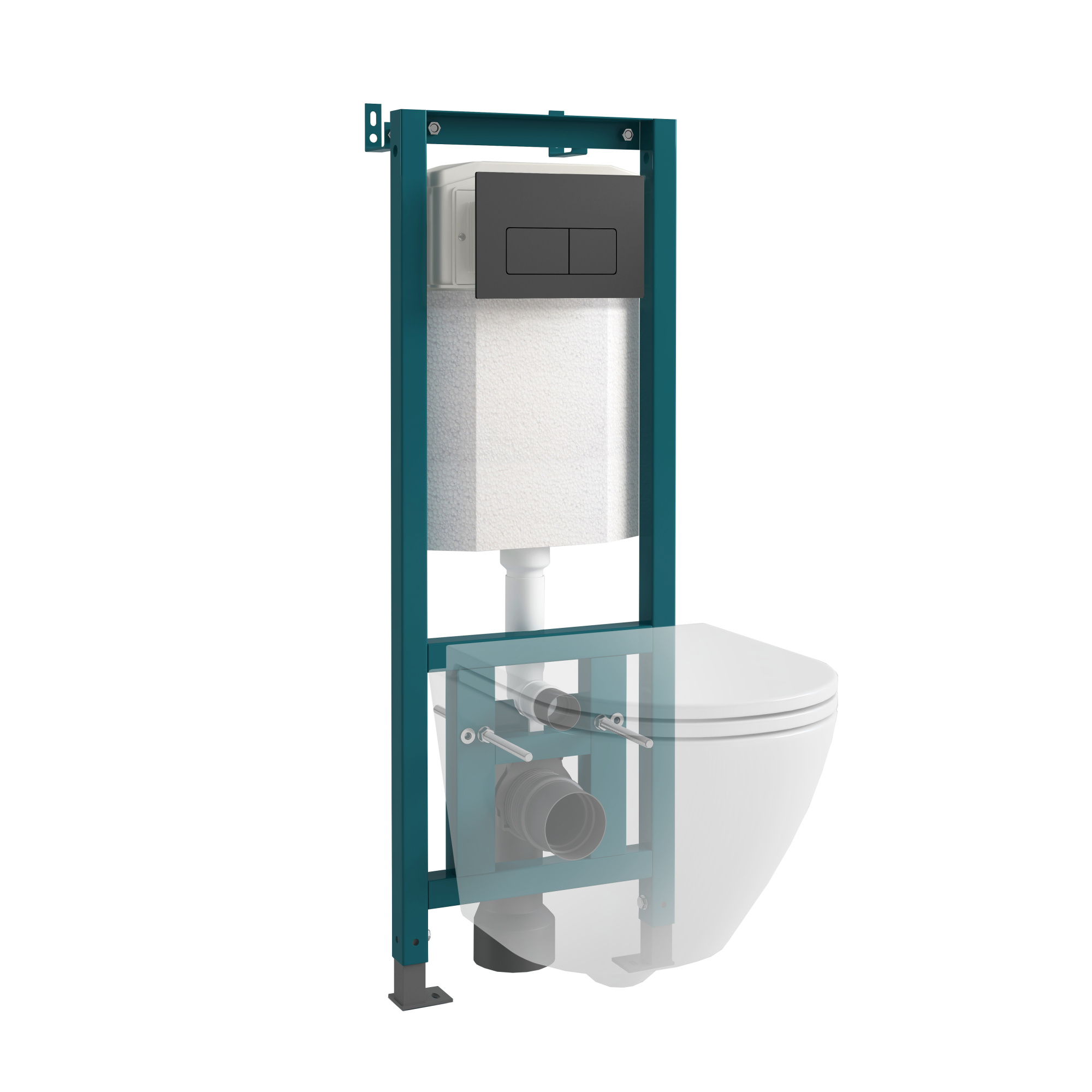 Кнопка смыва EvaGold 07, пластик прямоугольн черный матовый для инсталляции EvaGold 400 и EvaGold500