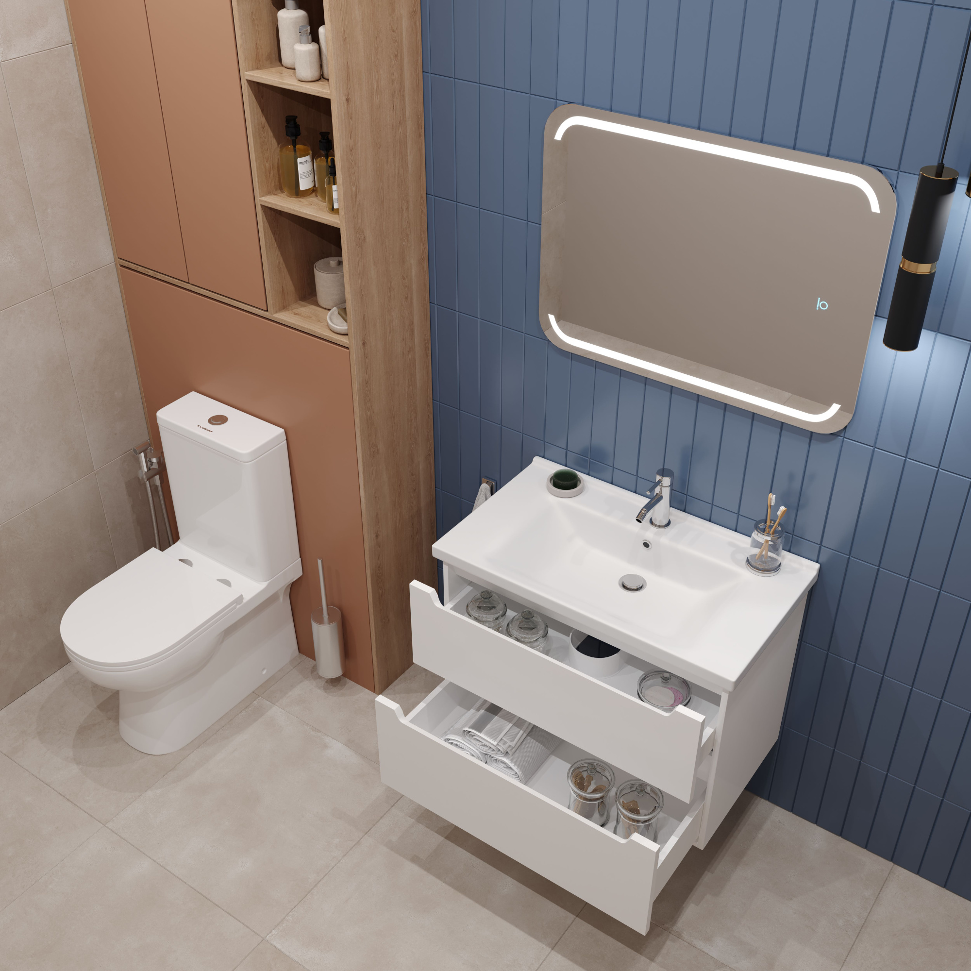 80 Подвесная тумба "Paola 80" с выдв. ящ. №2 (Como 80, Миранда 80, ум. Грэмми 80)