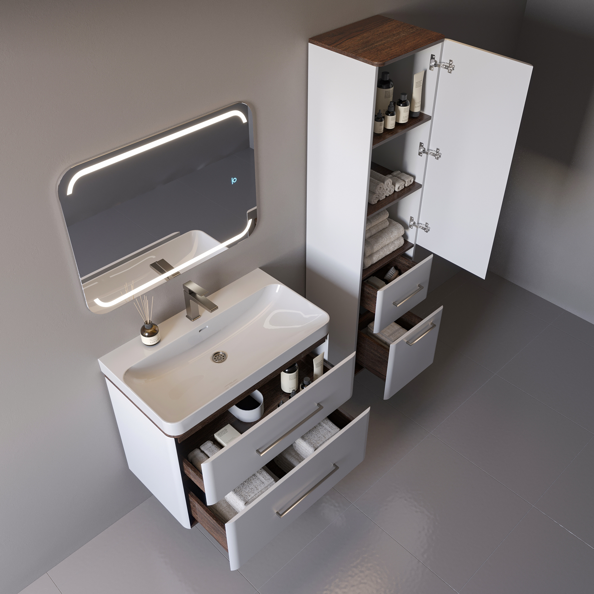 80 Подвесная тумба "Перл 80" белый (ум. Мирра 80)