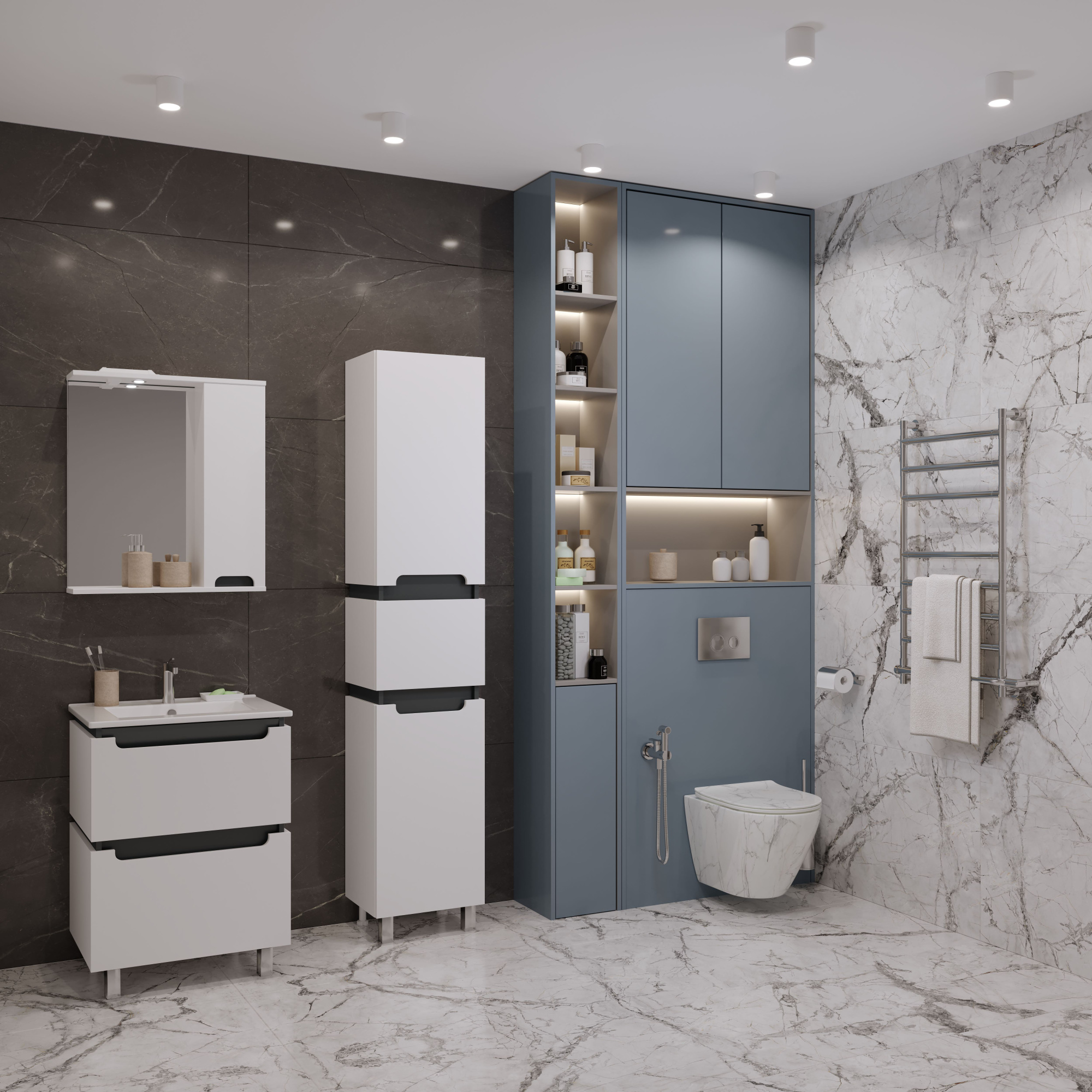 60 Тумба "Vesta 60" №4 (ум. Como 60) белый/графит Pur-клей