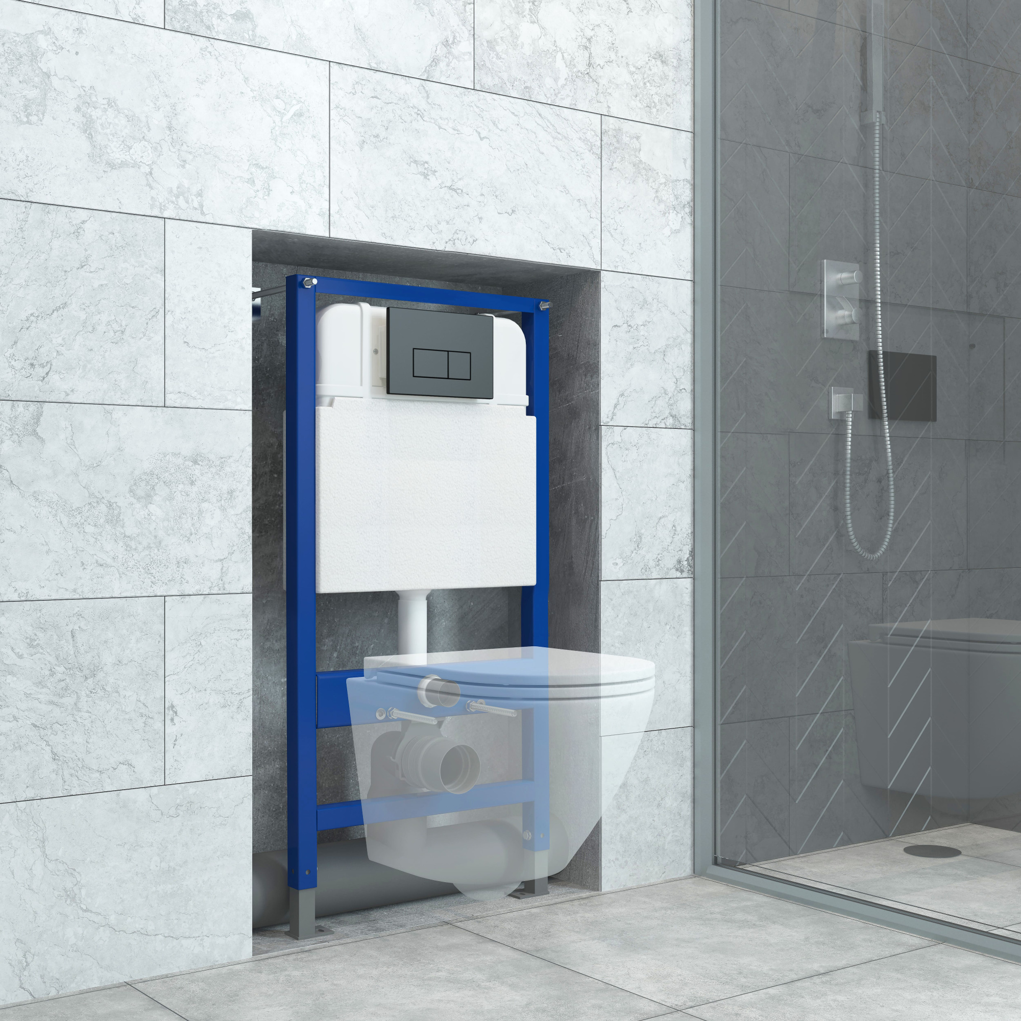 Кнопка смыва EvaGold 545-12 пластик прямоугольник черная матовая для инсталляции 545