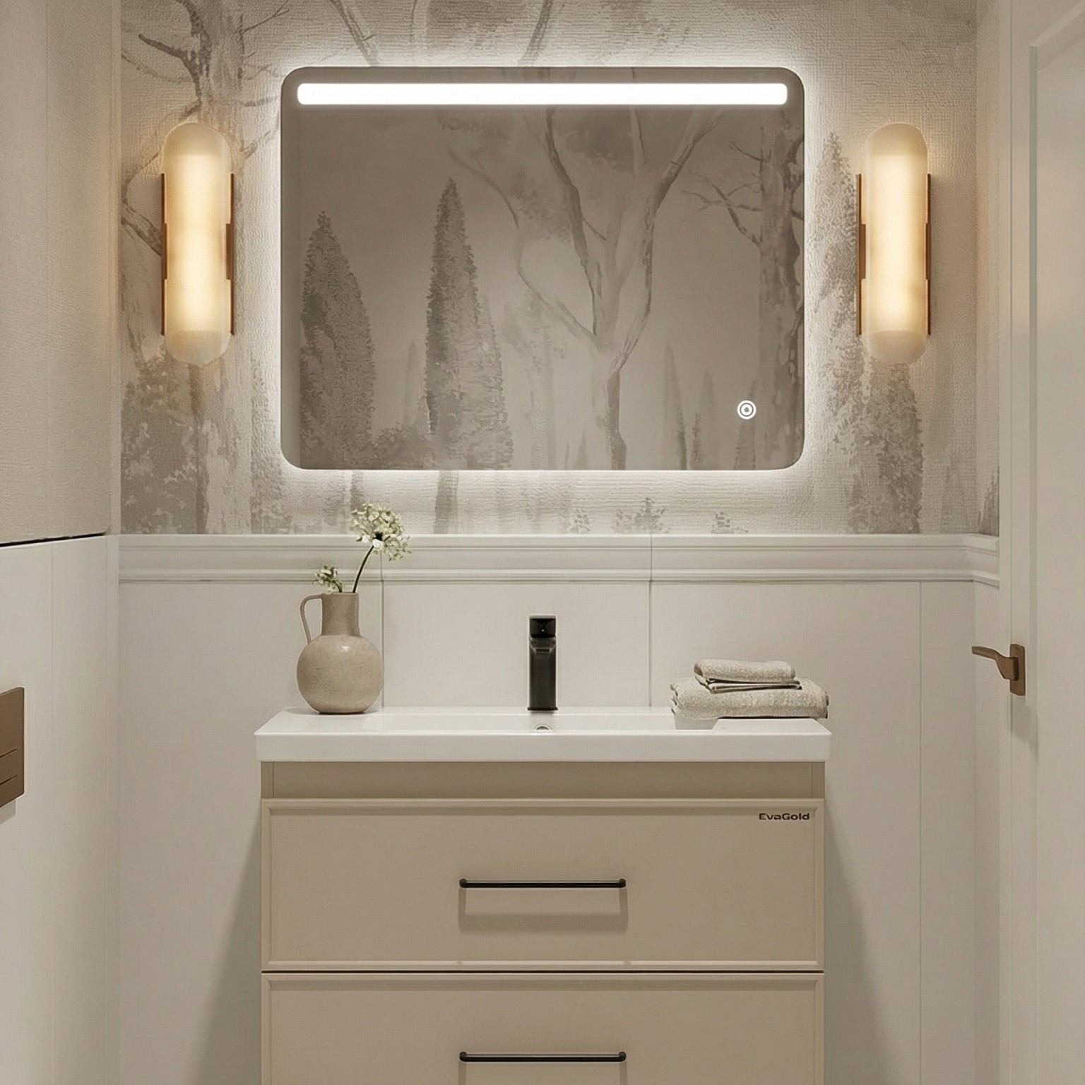 Зеркало Лион 50х60 Лайт прямоугольное с LED подсветкой (2 варианта навеса)