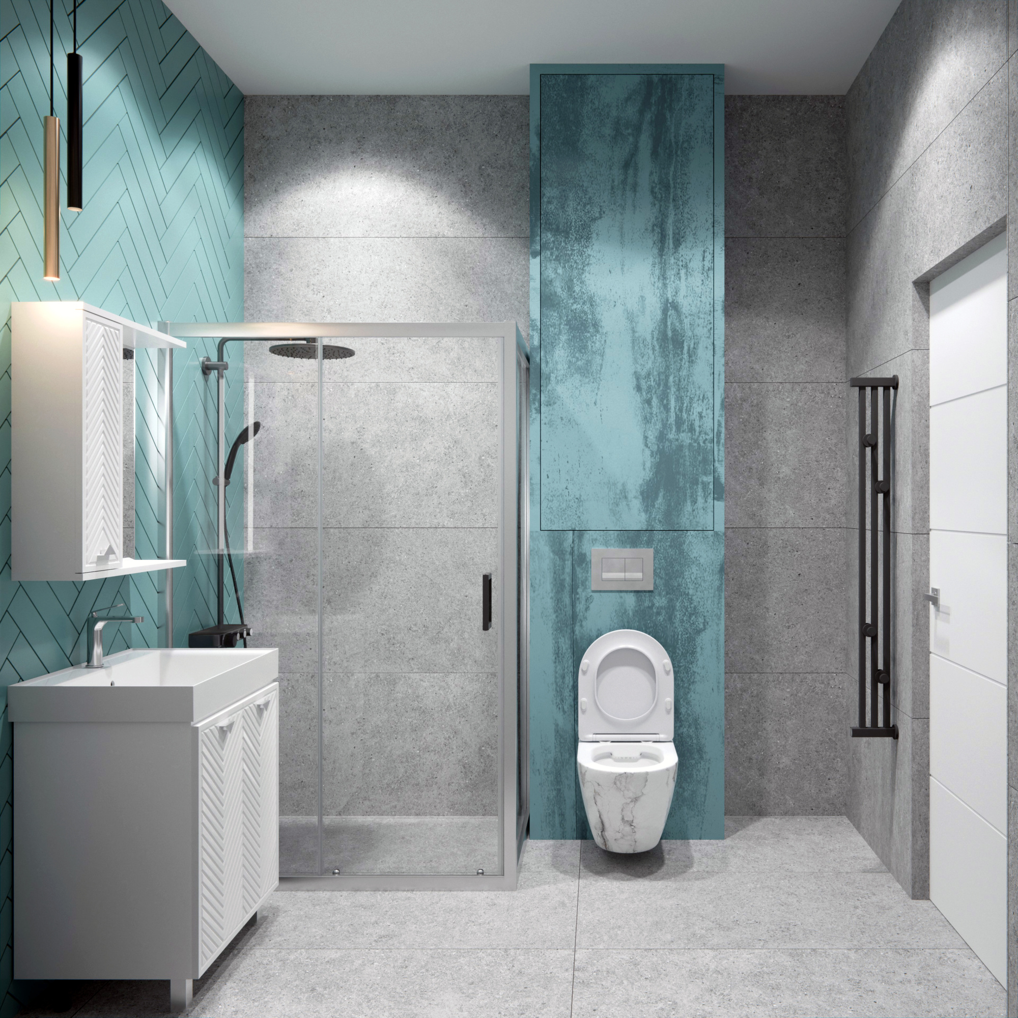 Унитаз подвесной K505MD белый мрамор безободковый, сиденье тонкое ДП, крепления