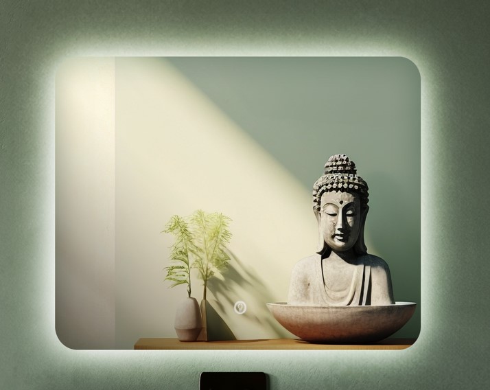 Зеркало Maria 100x80 прямоугольное с LED подсветкой (2 варианта навеса)