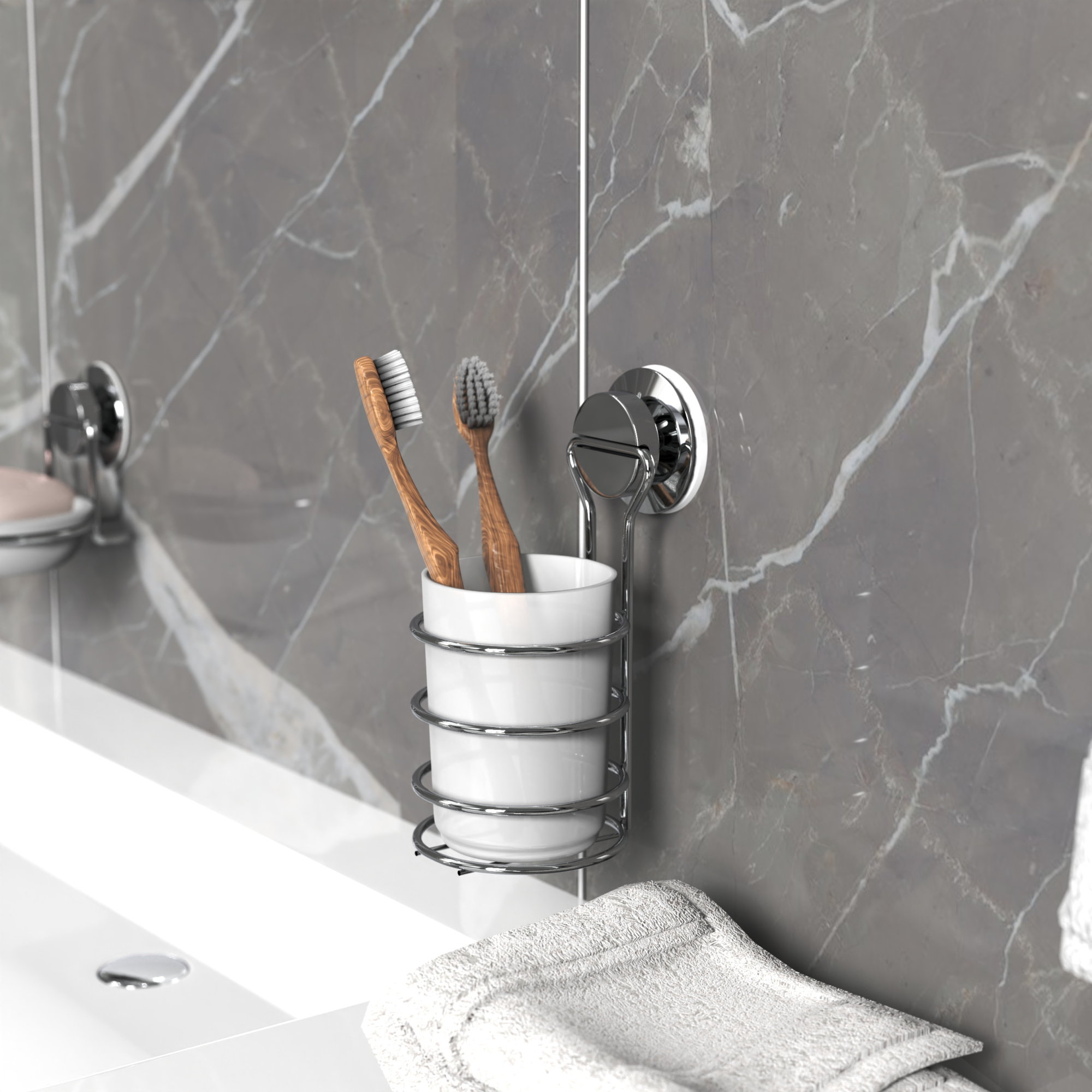 Стакан для ванной одинарный на присоске пластиковый FORA "ATLANT"