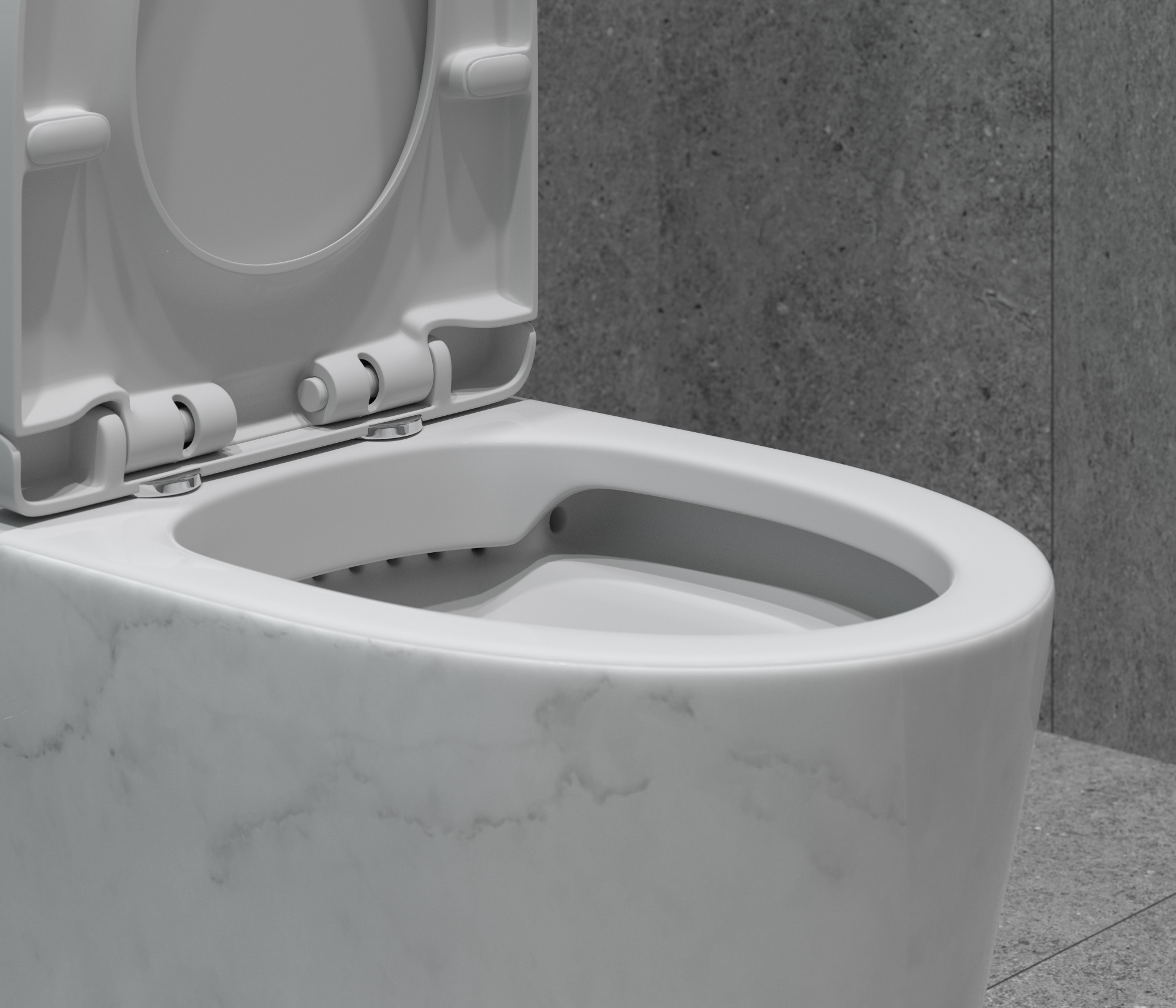 Унитаз-моноблок SM9609 МРАМОР безободковый, сиденье тонкое ДП, арматура (с гофрой и подводкой)