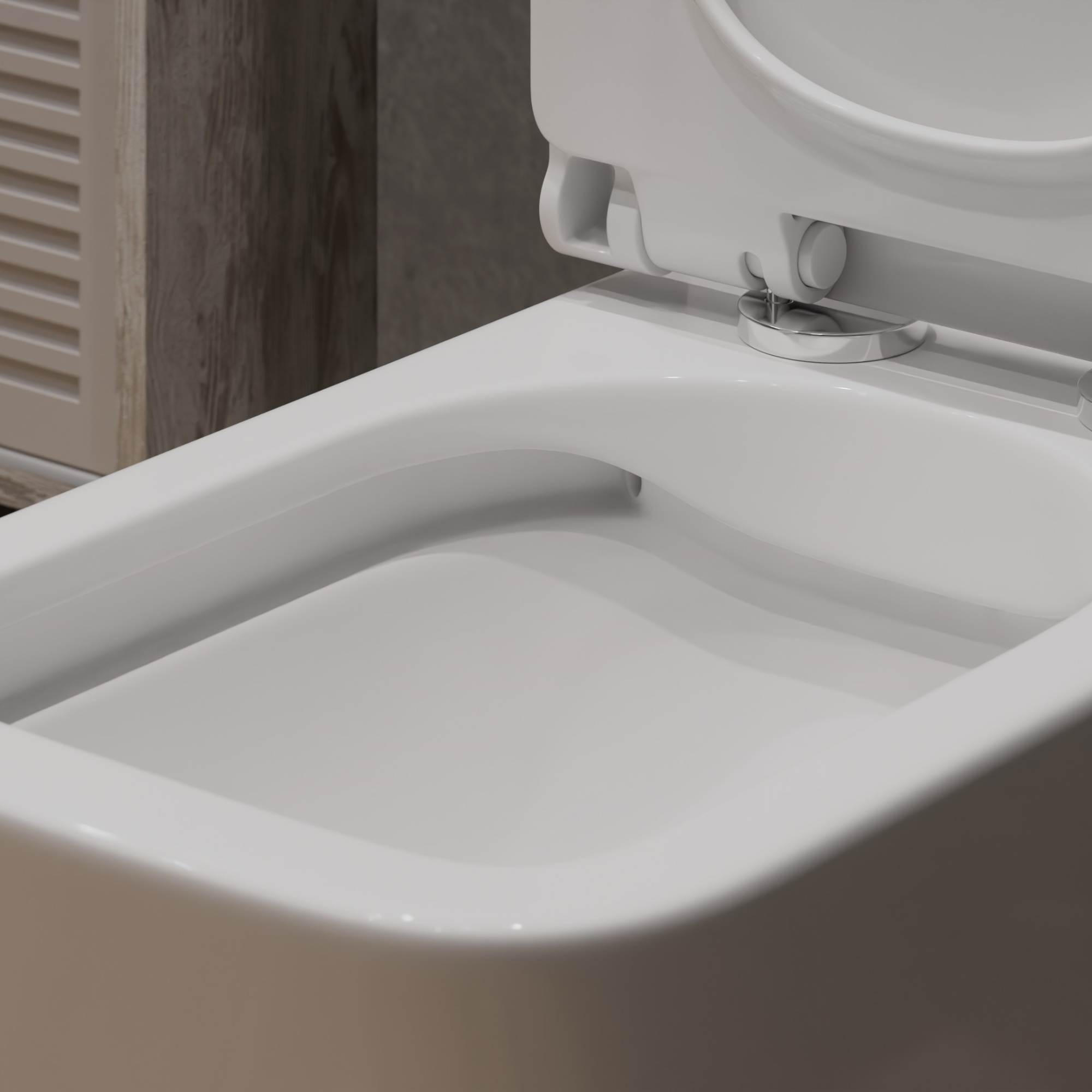 Унитаз-моноблок T1086 безободковый, сиденье тонкое ДП, арматура (с гофрой и подводкой)