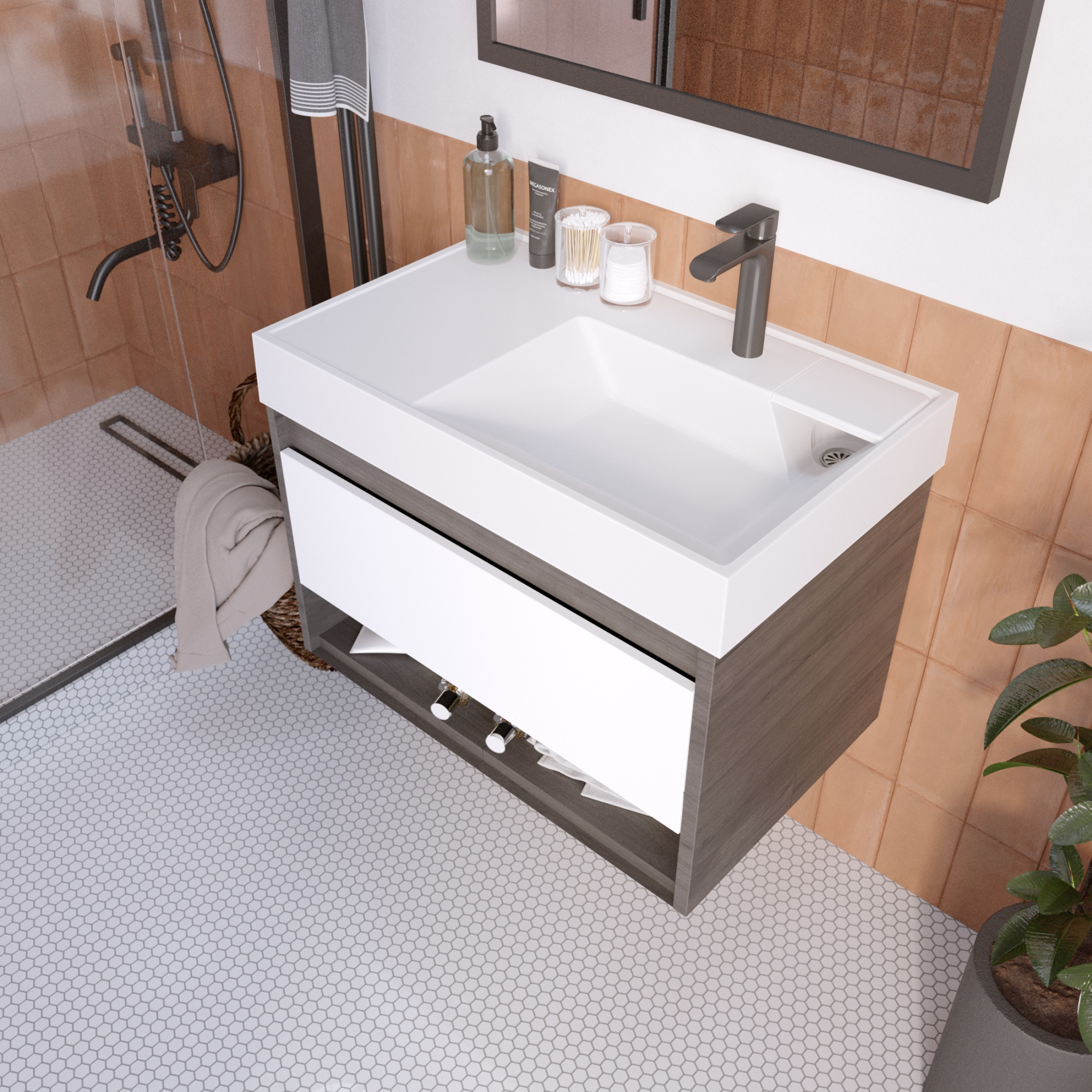 Раковина Vega 80  на стир. машину узкая 800*500*100 (кронштейн, крепление для умывальника)