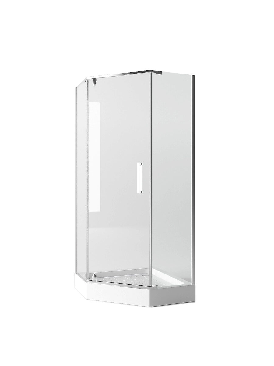 JY028 Душевое ограждение 90х90х185 трапеция (б/поддона), прозрачное стекло