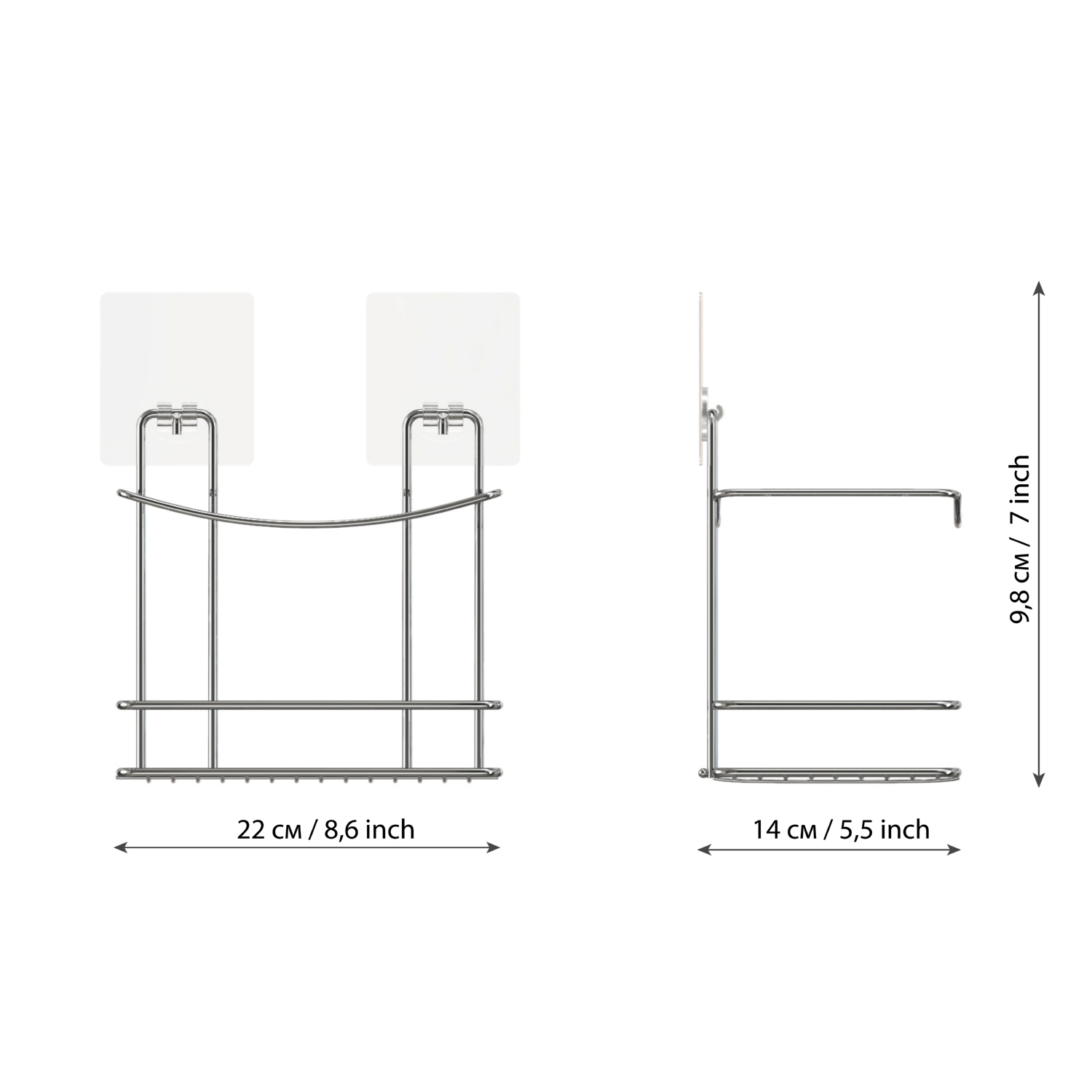 Полка-решетка высокая для ванной настенная на силиконовом креплении "Kleber Lite"