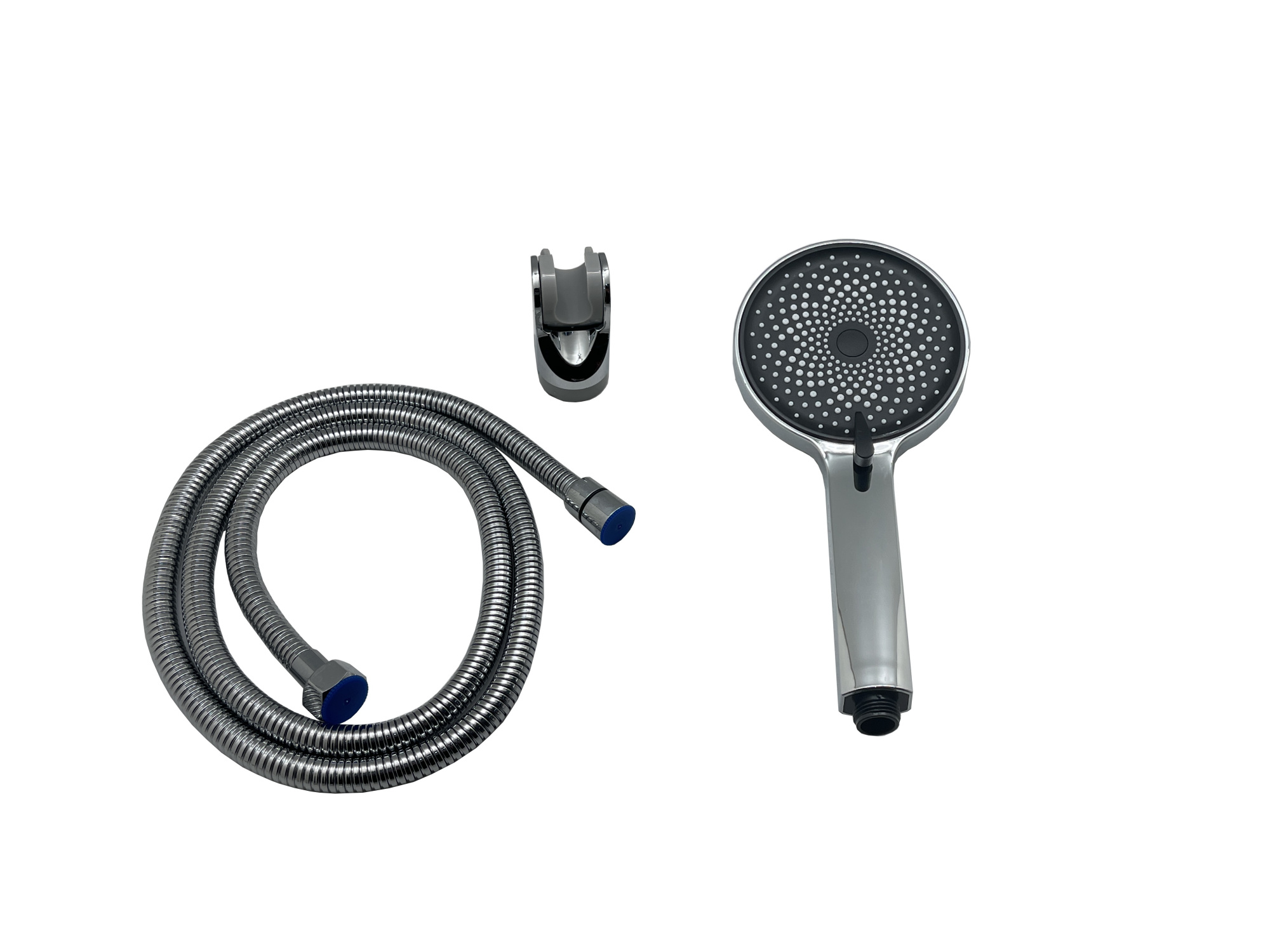 SH01C Лейка для душа в наборе с держателем и шлангом, хром EvaGold