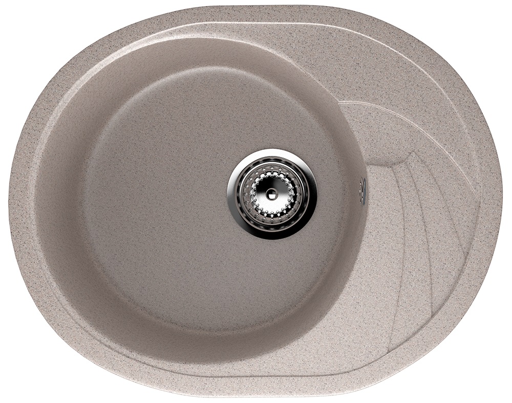Мойка композит.Ulgran U-403 ОВАЛЬНАЯ 302 песочный 580*470*200  с сифоном