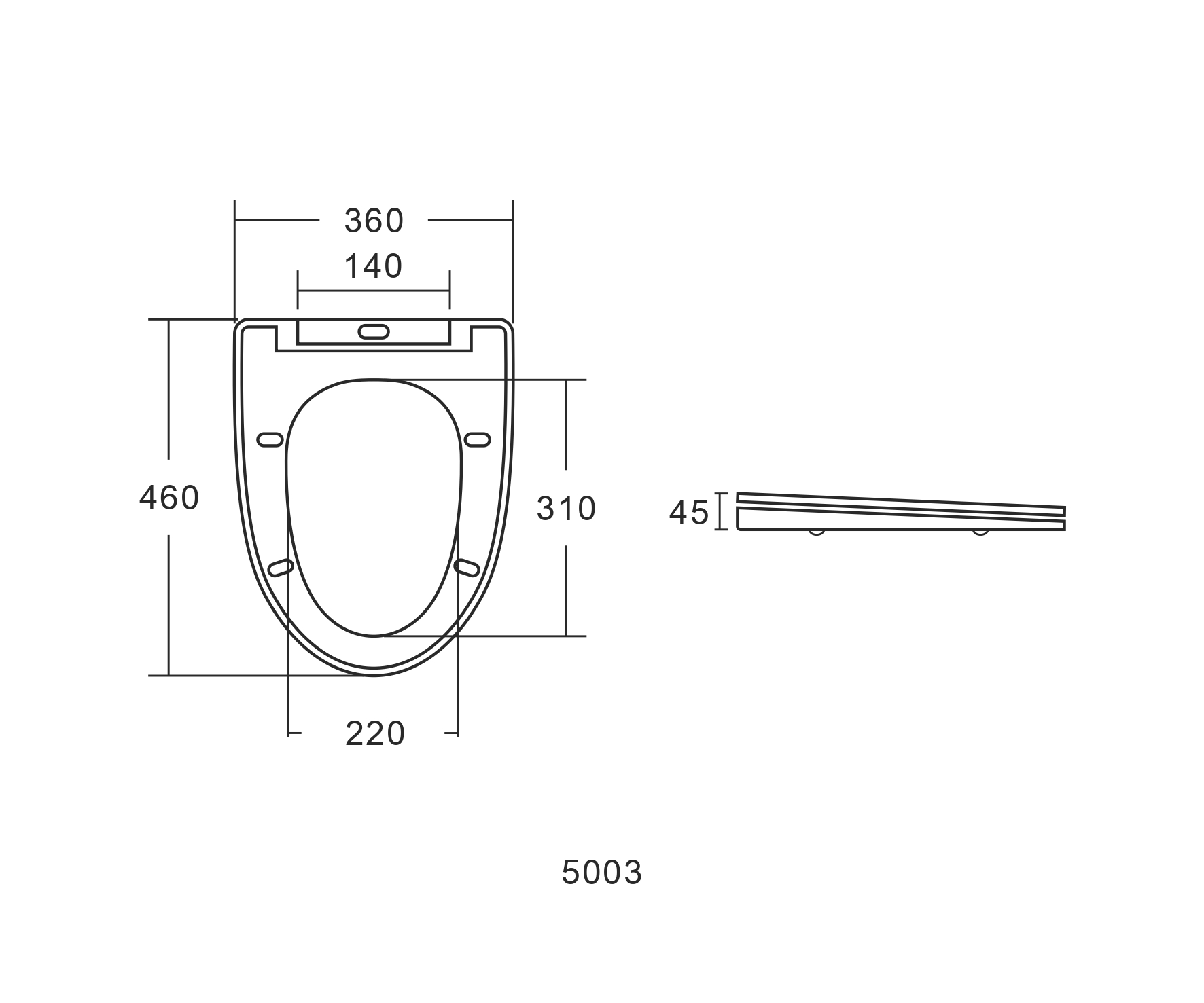 Сиденье ДП с доводчиком для унитаза 5003, 5003B (подходит к T1017, T1087, SM9601R, SM9614, K51)