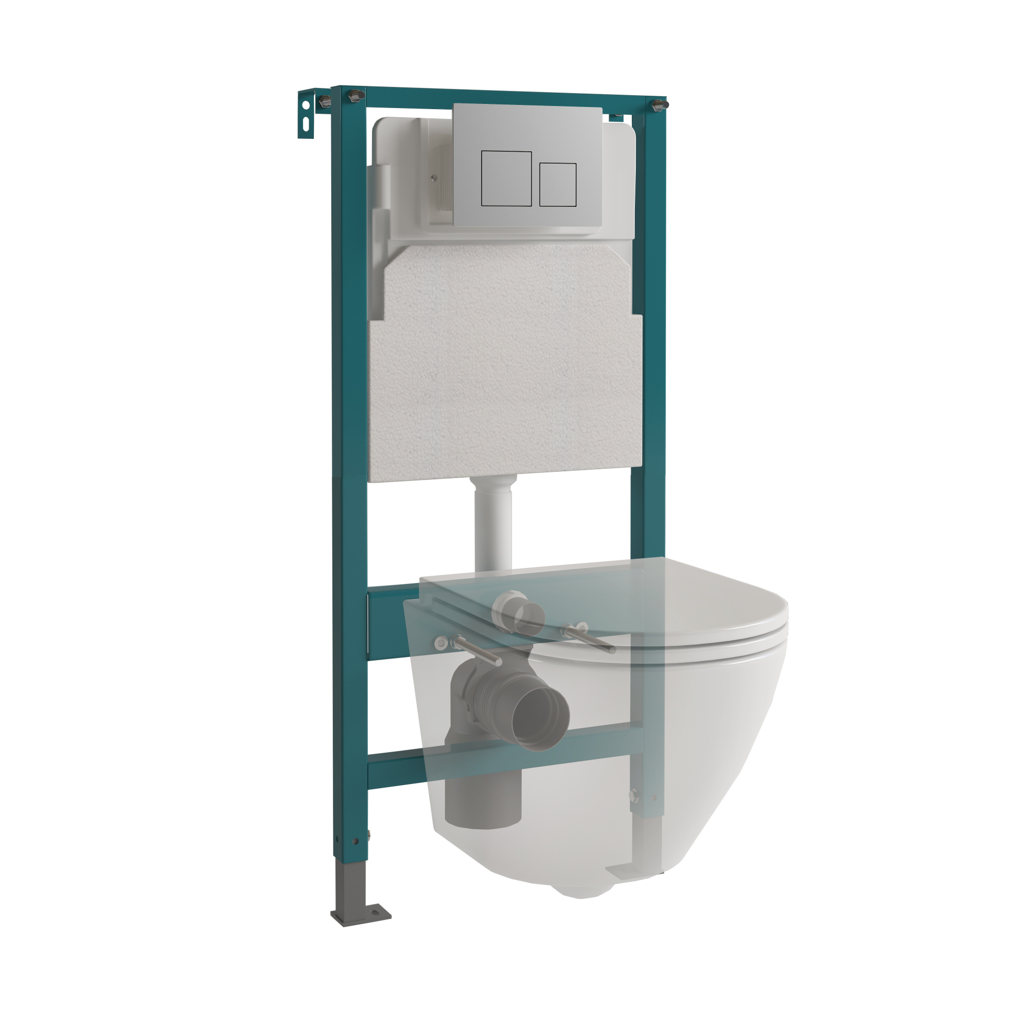 Кнопка смыва EvaGold 05, пластик квадрат хром матовый для инсталляции EvaGold 400 и EvaGold 500