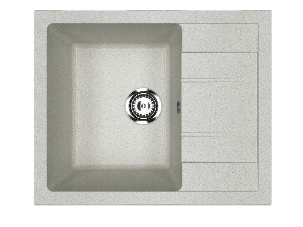 Мойка композит.Ulgran U-607 ПРЯМОУГОЛЬНАЯ 328 бежевый 610*500*215  с сифоном