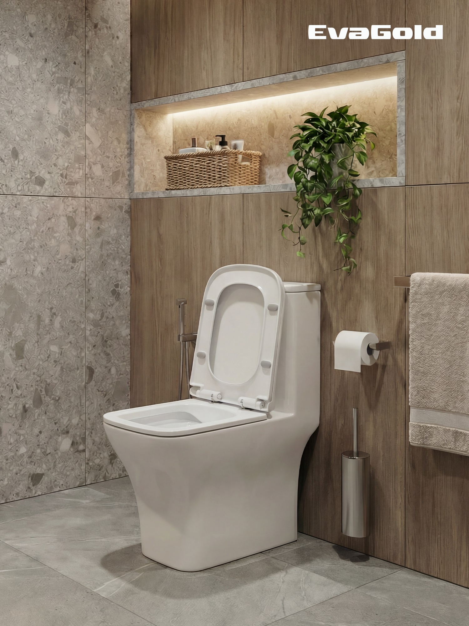 Унитаз-моноблок EG405 безободковый, сиденье тонкое ПП, арматура