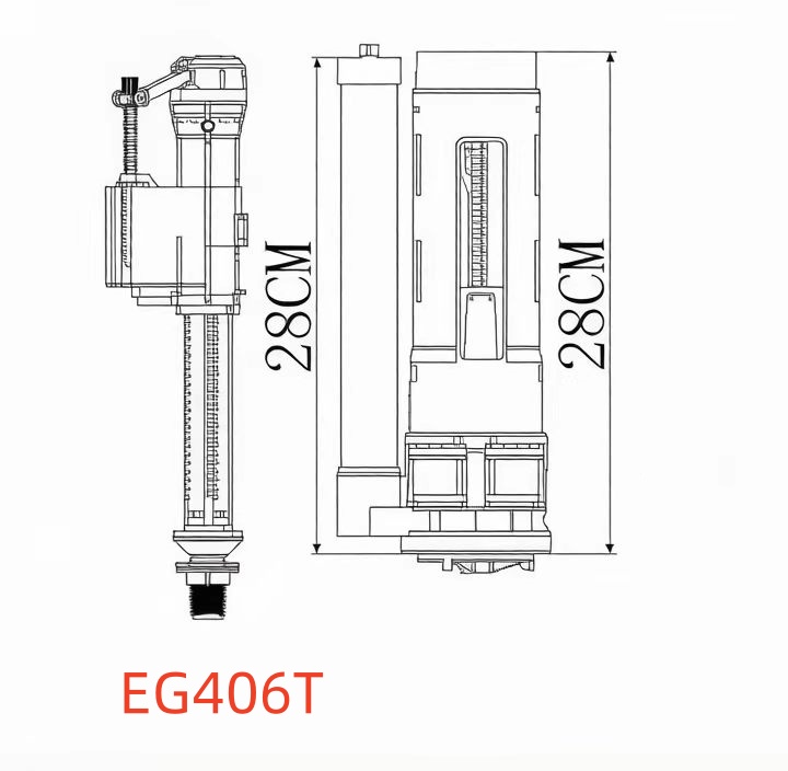 Арматура 2х кноп., ниж. подвод воды для унитаза-моноблока EG406T h=28см