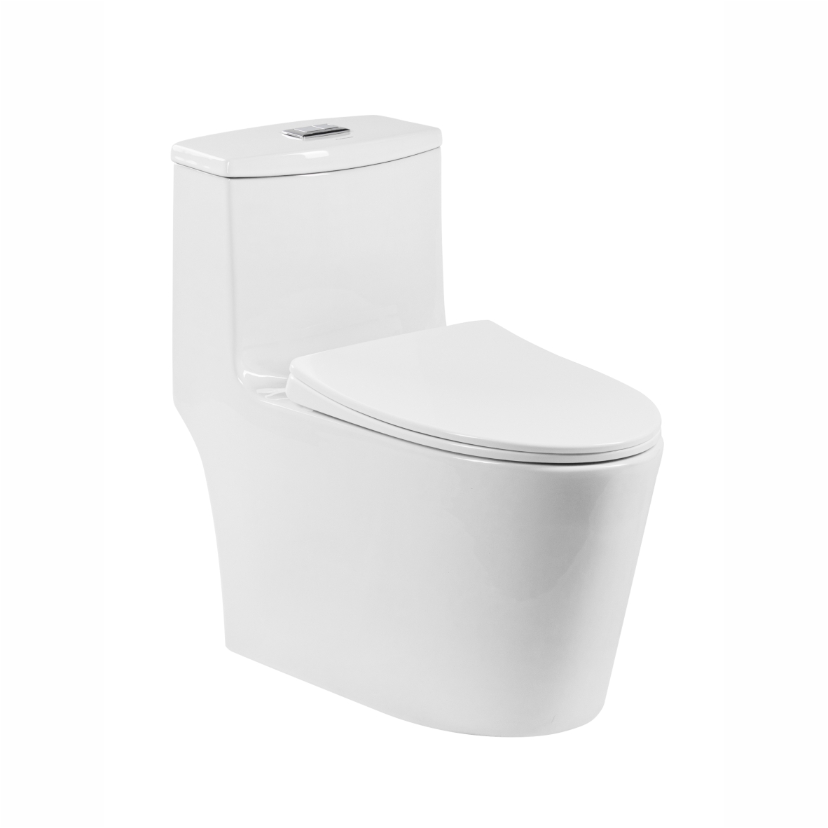 Унитаз-моноблок 5003 безободковый, сиденье тонкое ДП, арматура (с гофрой и подводкой)