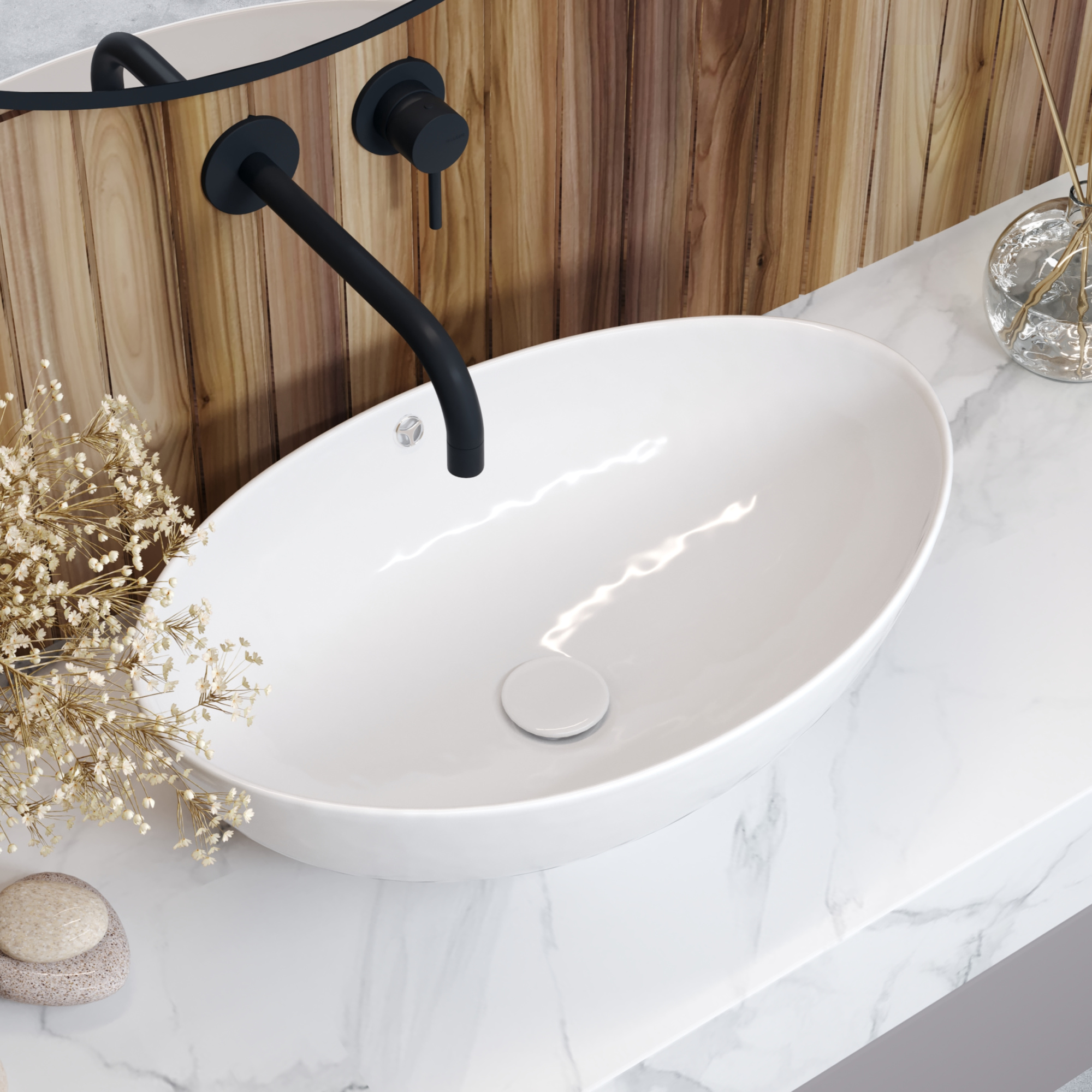 Умывальник накладной A247 овал с переливом (580*375*190 мм)