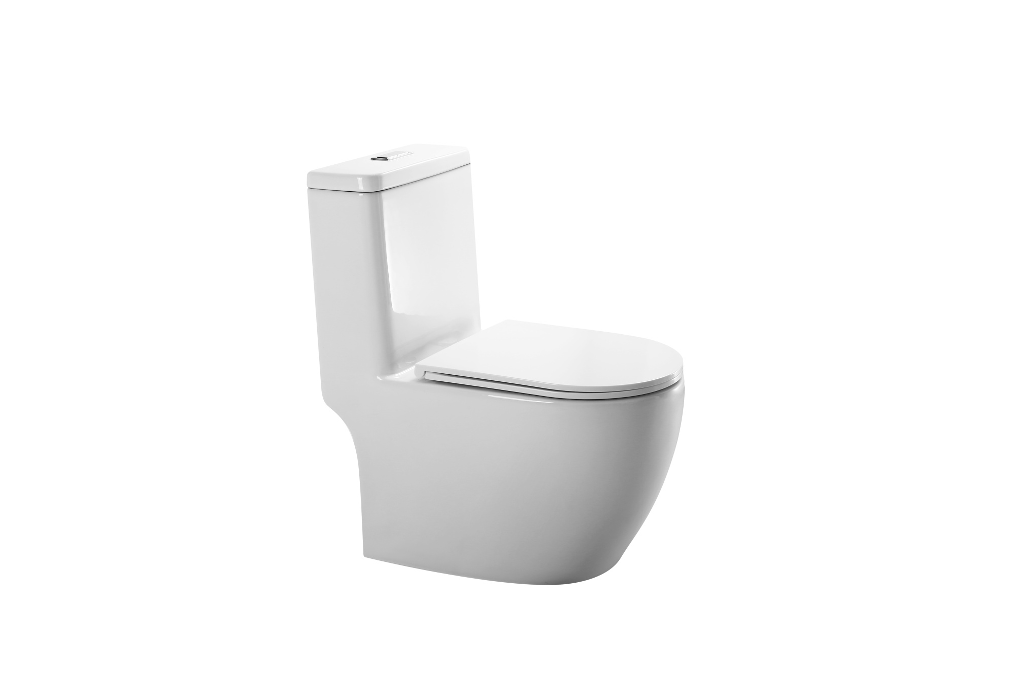 Унитаз-моноблок 5005T безободковый круговой смыв, сиденье тонкое ДП, арматура (с гофрой и подводкой)