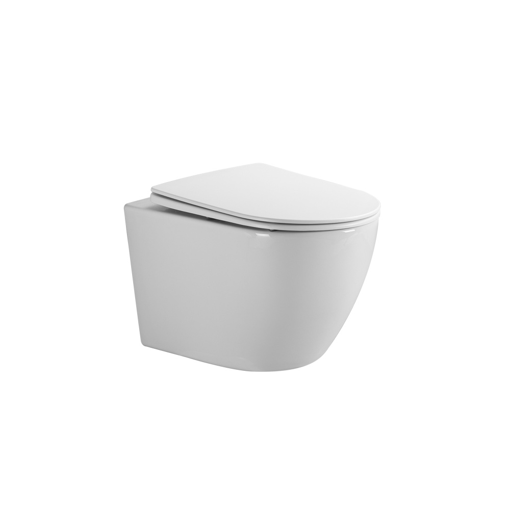 Унитаз подвесной EG101T с круговым смывом безободковый, сиденье тонкое ДП, крепления