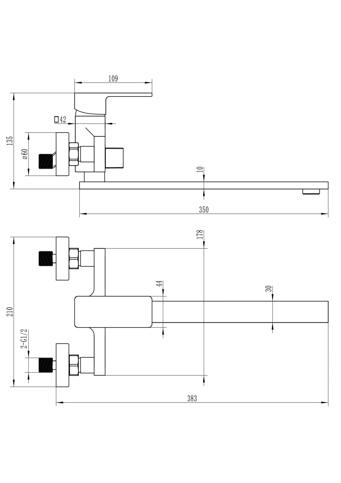 Richard FB13B-PVD Смеситель для ванны с длинным изливом латунь, черный EvaGold