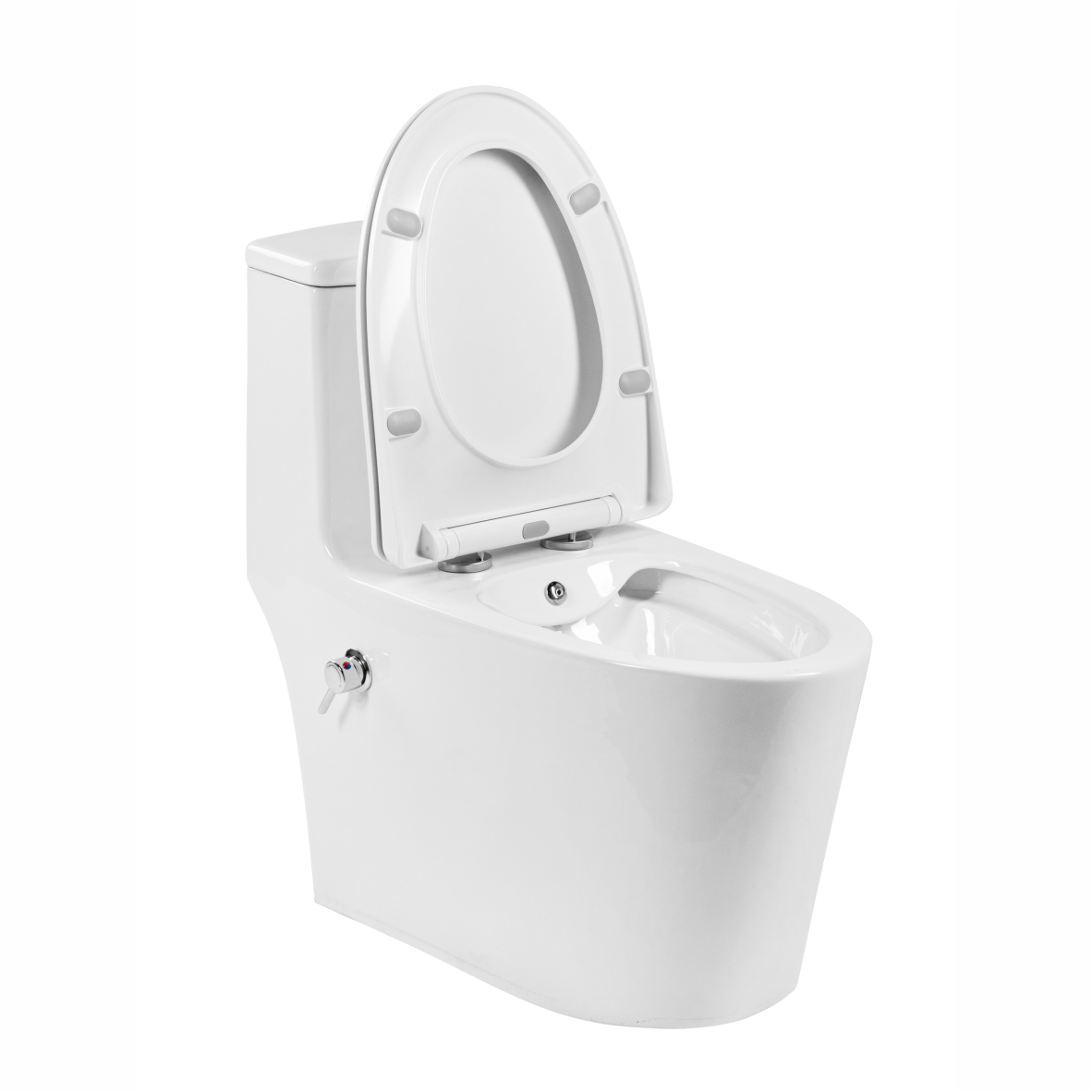 Унитаз-моноблок 5003B с биде безободковый, сиденье тонкое ДП, арматура (с гофрой и подводкой)