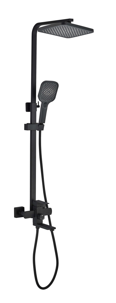 Душевая стойка со смесителем Монтеверде, черный, нержавеющая сталь, EvaGold