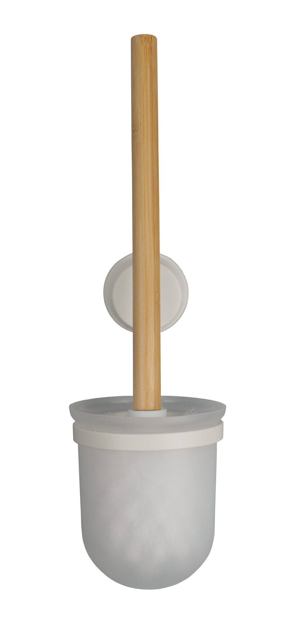 ерш сантехнический белый, металл/бамбук на присоске W7837-4